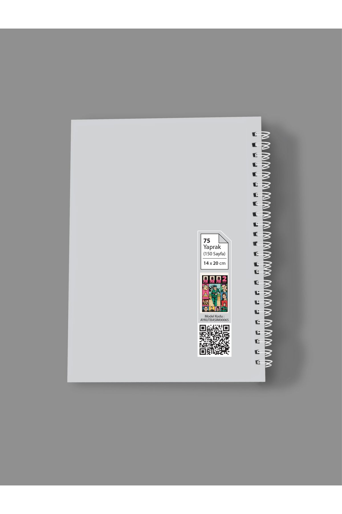 AYKUT OFSET-Spiral, Lined Notebook Squid Game A5 Size 75 Sheets (150 Pages) + Cube Block Set 3