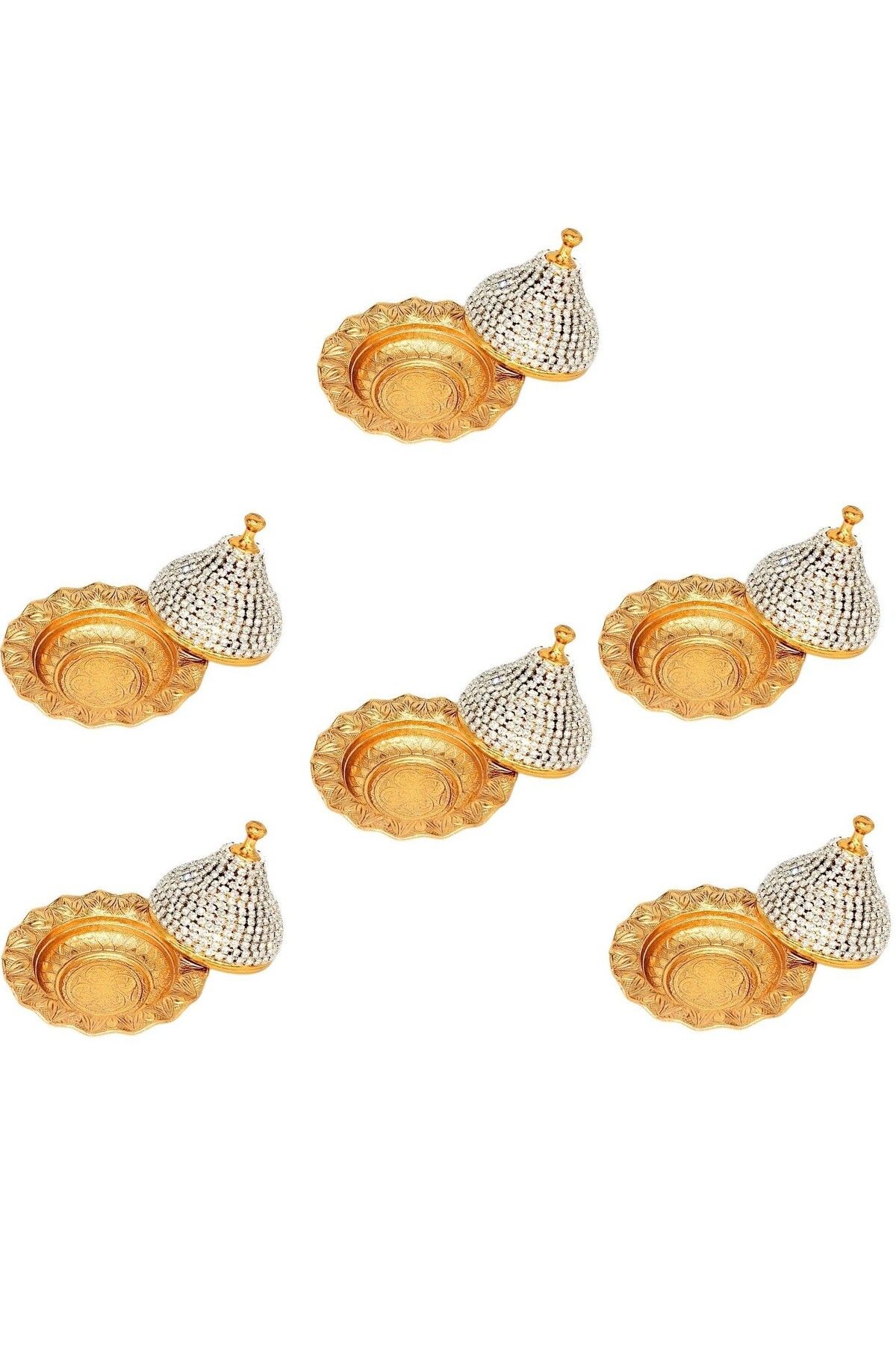 Saray Ottoman handicraft Sade Taşlı 6'lı Mini Kubbeli Lokumluk