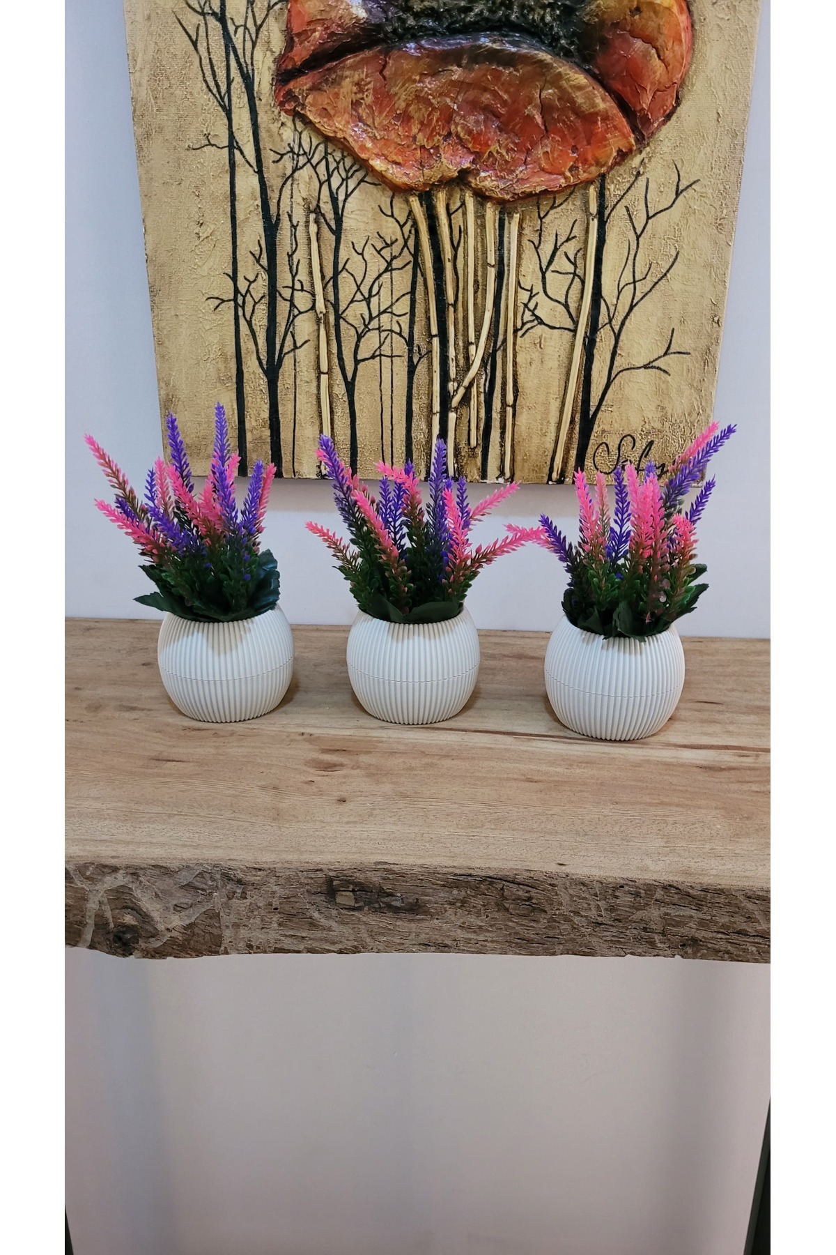 LABURN Küçük Boy Saksıda Yapay Çiçek Bitki 3 Adet, Gerçekçi Yapay Çiçek ...