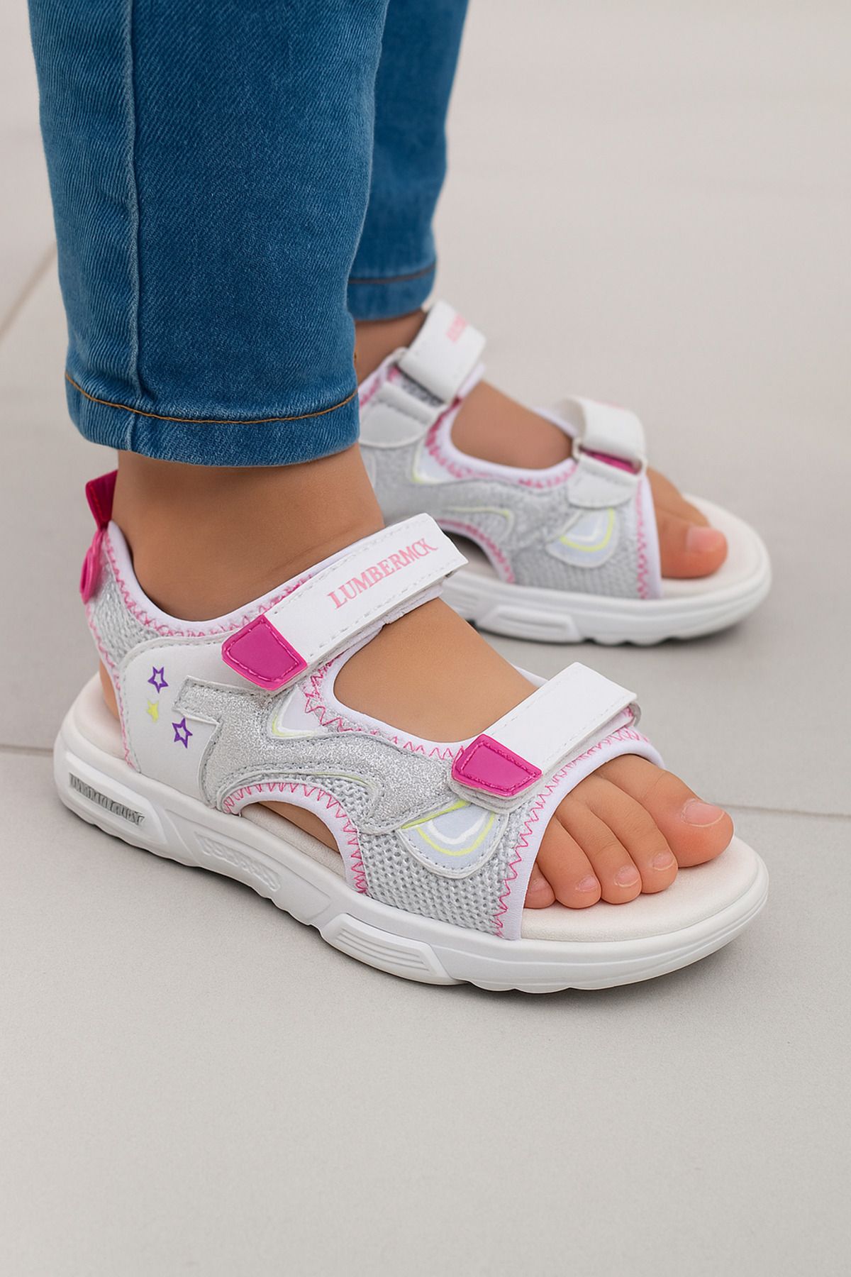 JOJO KIDS kız çocuk beyz cırtlı spor sandalet , yumuşak taban , kaymaz zemin sandalet
