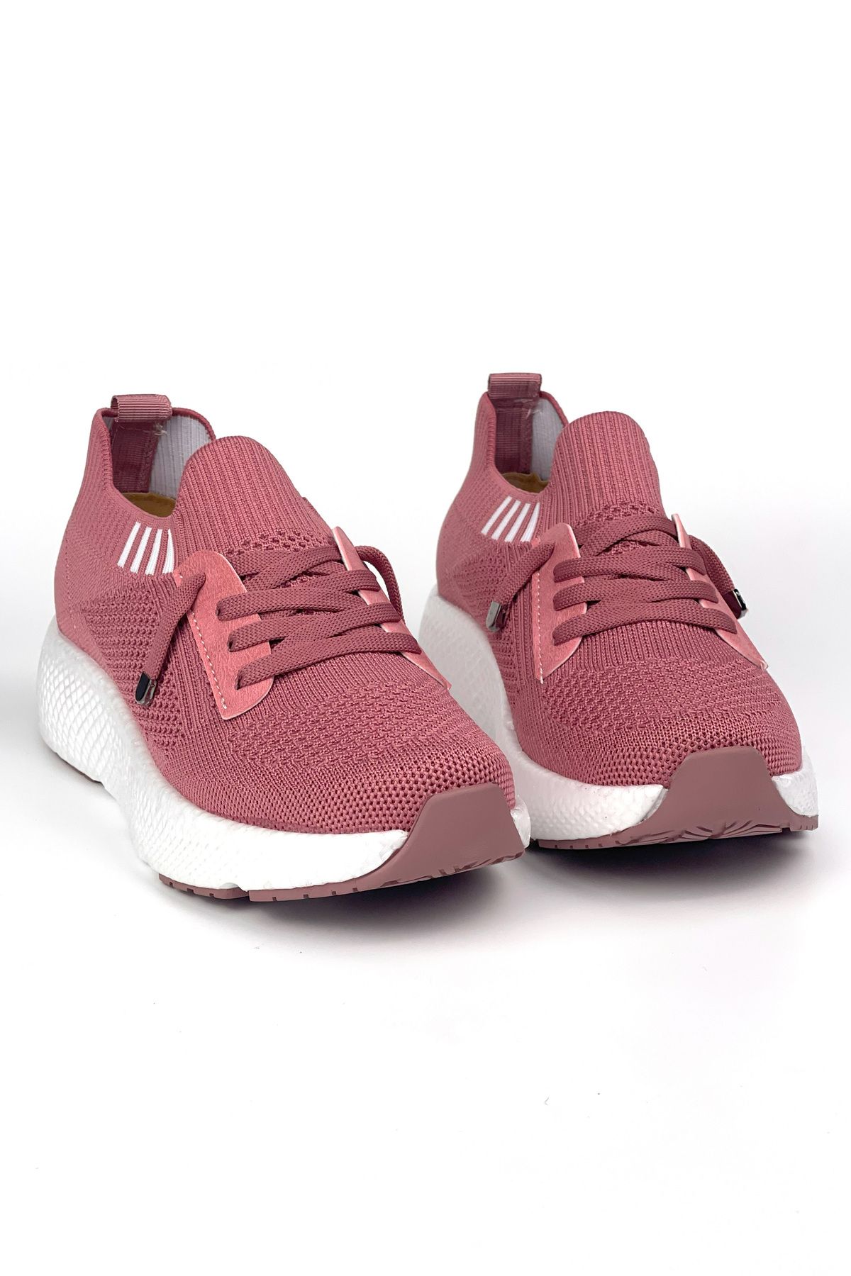 KAJILA Kadın Gül Kurusu Triko Günlük Rahat Ortopedik Terletmeyen Spor Sneaker Ayakkabı