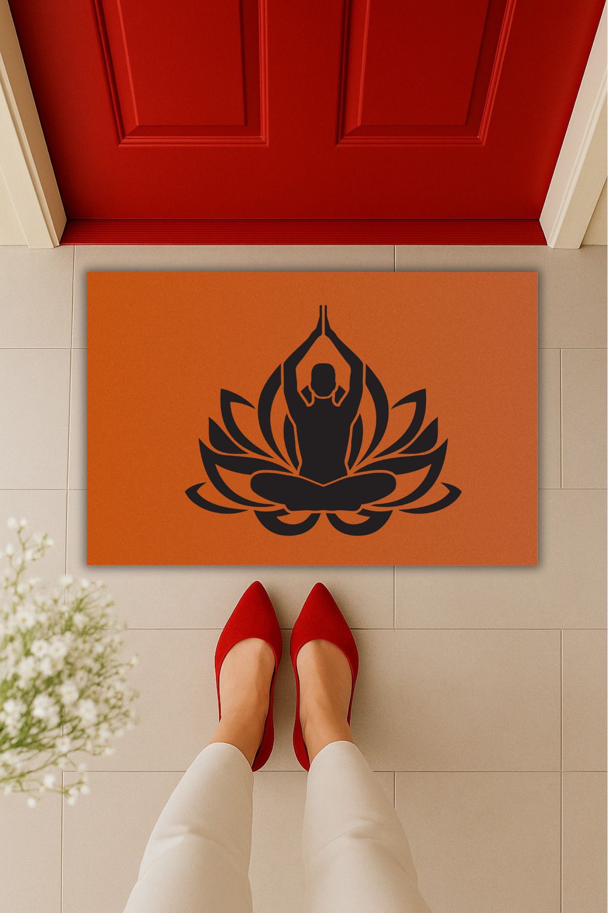 Dormot Home Yüksek Kaliteli Dijital Baskı Man Yoga Pose Kapı Önü Paspası