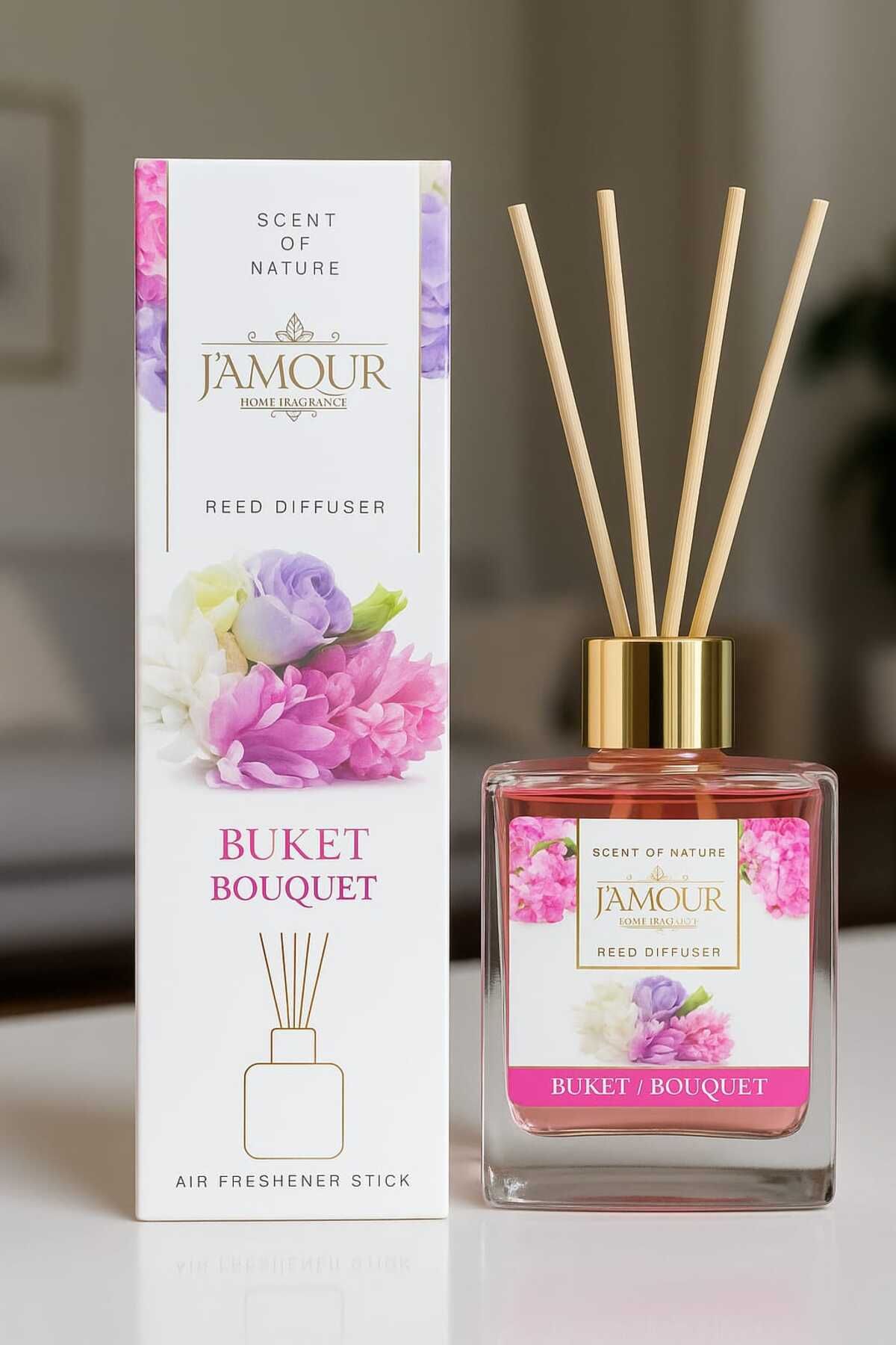 J'AMOUR Buket Kokulu Çubuklu Oda Kokusu – 100 ml Çiçeksi ve Kalıcı Ferahlık