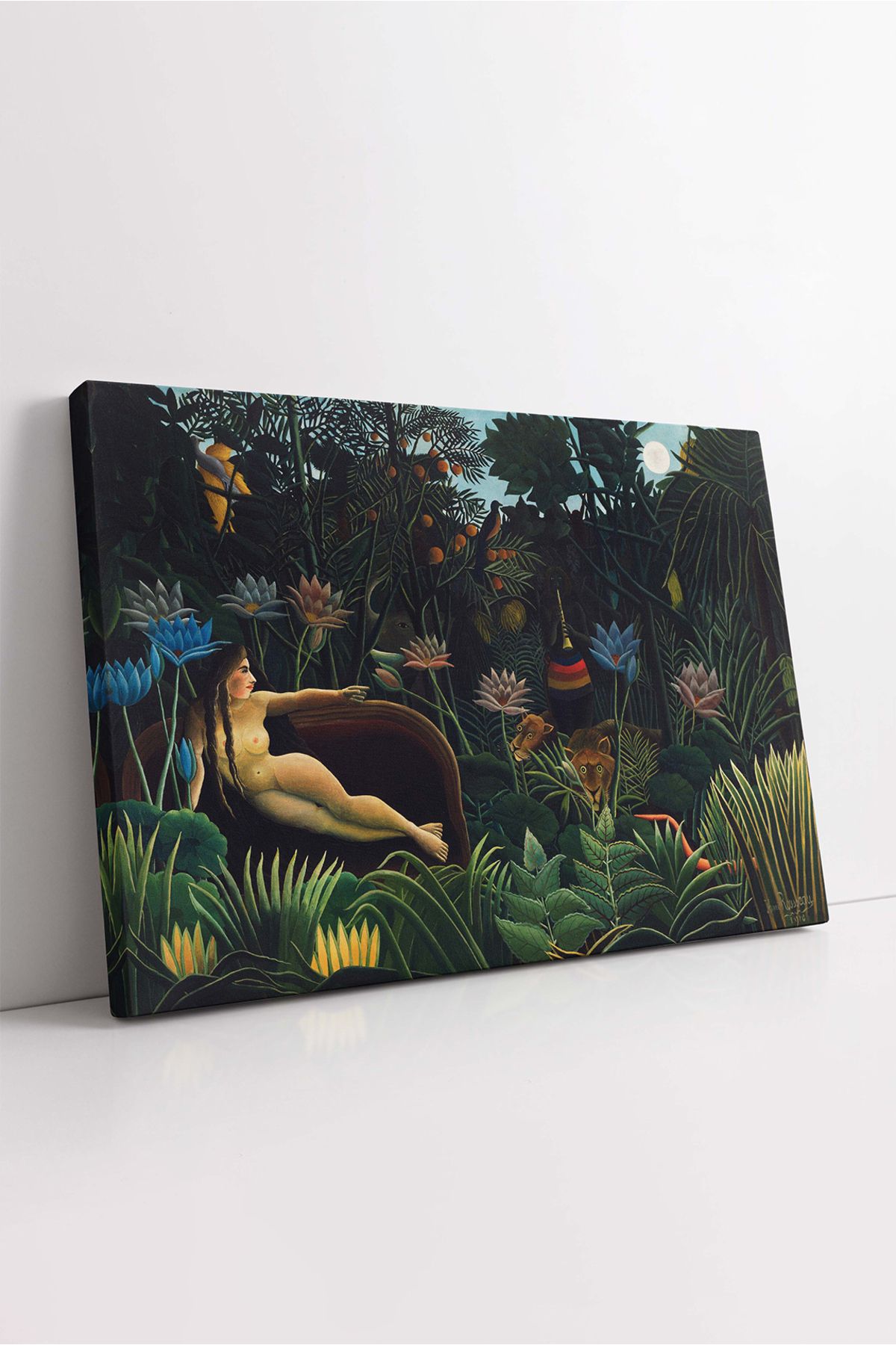 KOSS Dijital Henri Rousseau Kanvas Tablo, Ormanda Nü Çizim Tablo, Dekoratif Premium Lüks Kanvas Tablo