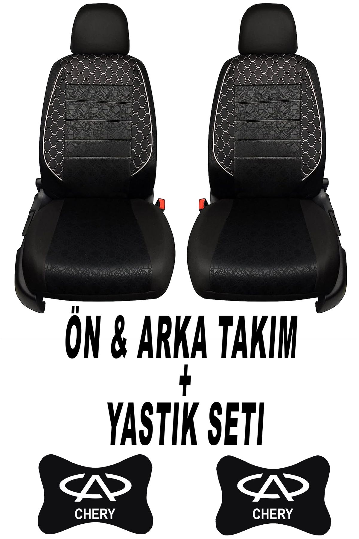 1araba1ev Oto Koltuk Kılıfı Chery Ön Arka Takım + 2 Adet Boyun Yastığı Seti
