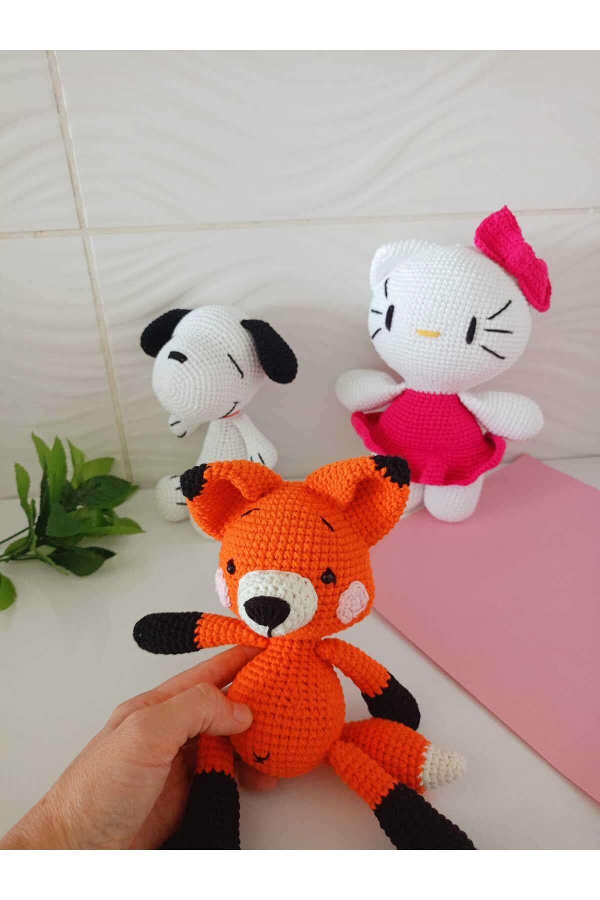 designbyoykum 3'LÜ AMİGURUMİ OYUNCAKLAR (SNOOPY, KUMKURDU TİLKİ, HELLOKİTTY)
