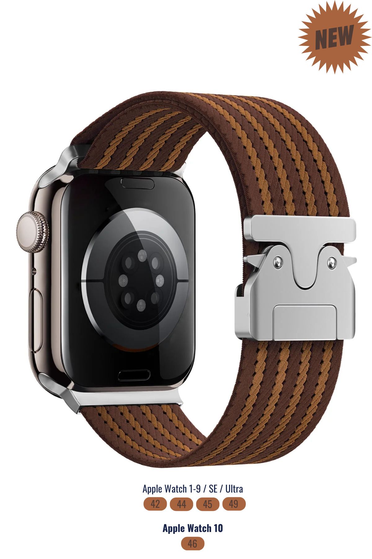 PSGT Apple Watch Series 1/2/3/4/5/6/7/8/9/10 42-44-45-46-49mm Şeritli Paraşüt Toka Naylon Kayış StrapLine