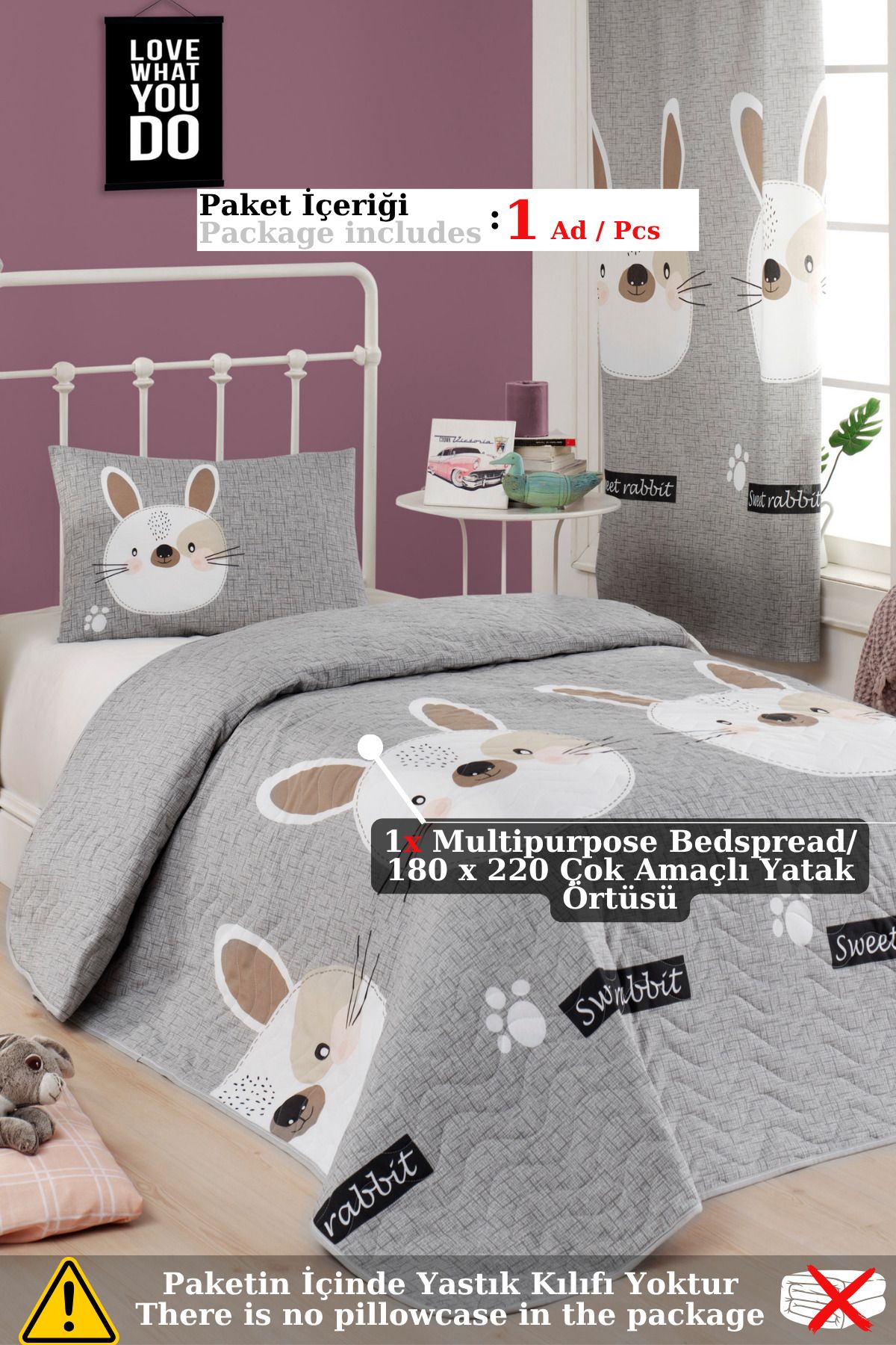 Eponj Home-Multi-Purpose Blanket Single Bunny Gray 2