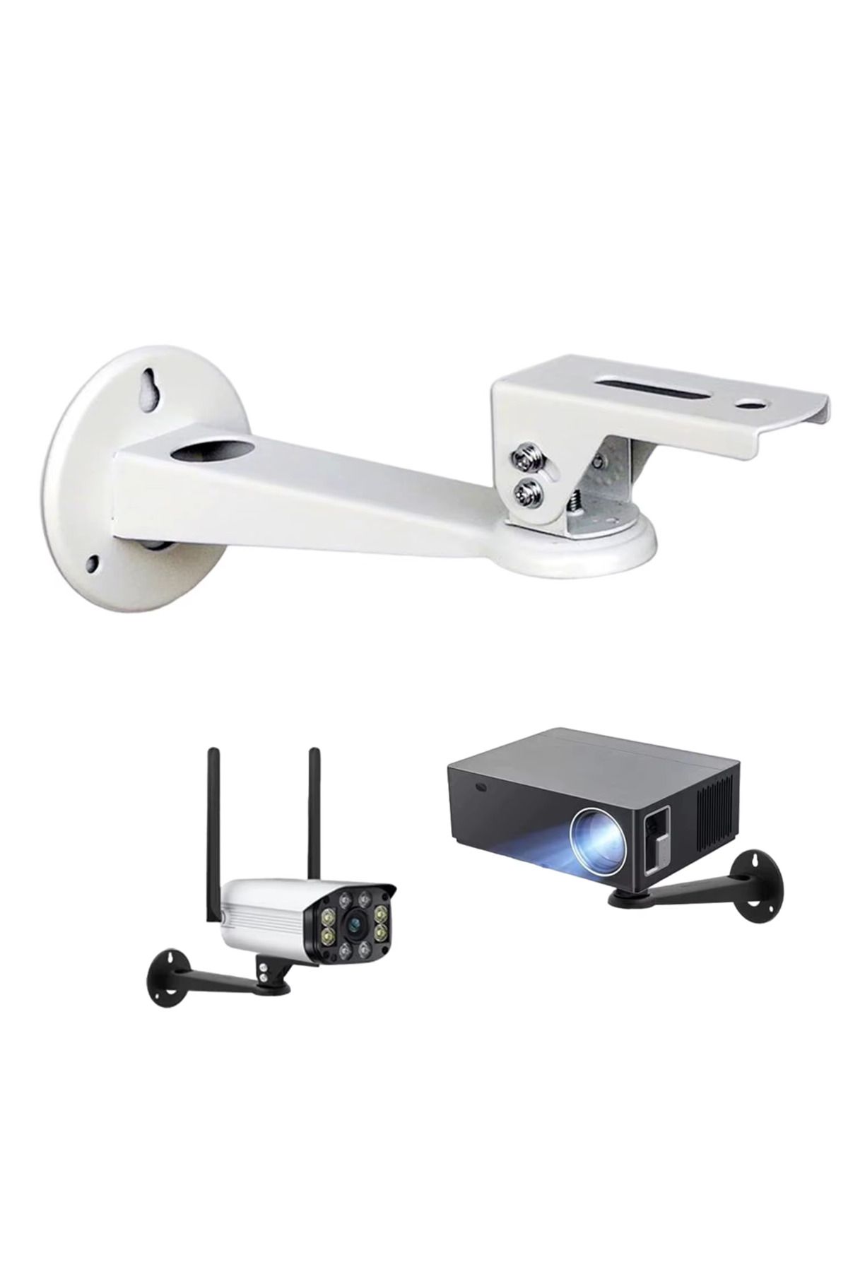 Microcase Metal Döner Başlıklı CCTV Kamera Projeksiyon Duvara Monte Askı Aparatı - AL5283