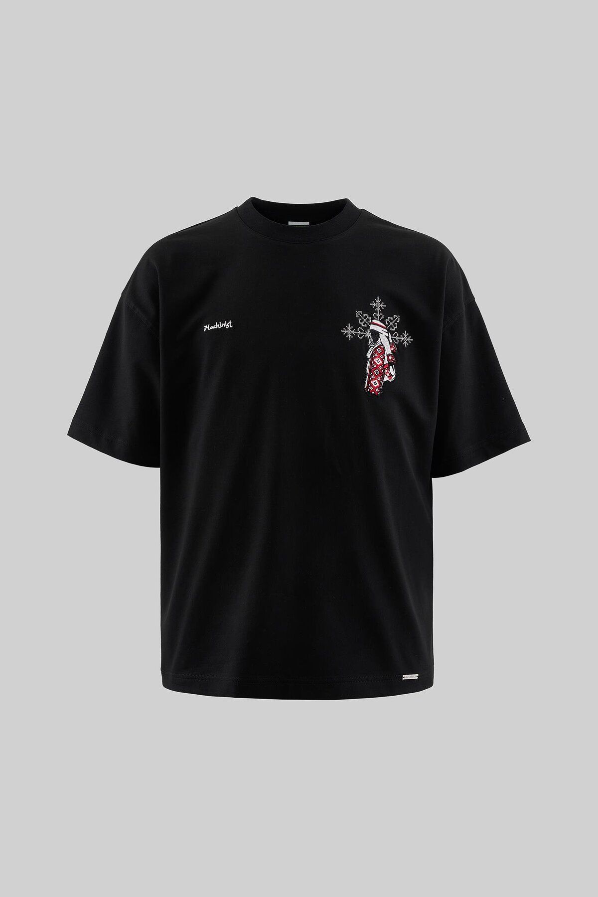 Machinist ETHNIC FIGURE EMBROIDERED T-SHIRT DARK BLACK