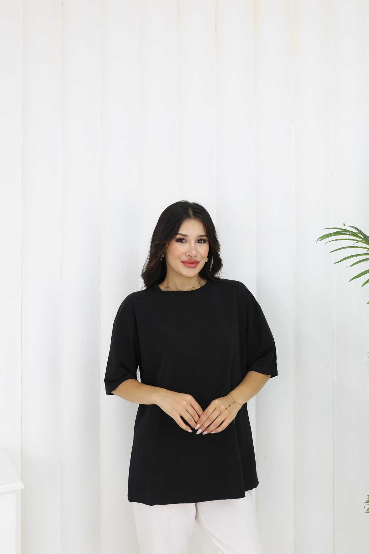 MODA AKGÜN OVERSIZE PAMUKLU LİKRALI T-SHİRT