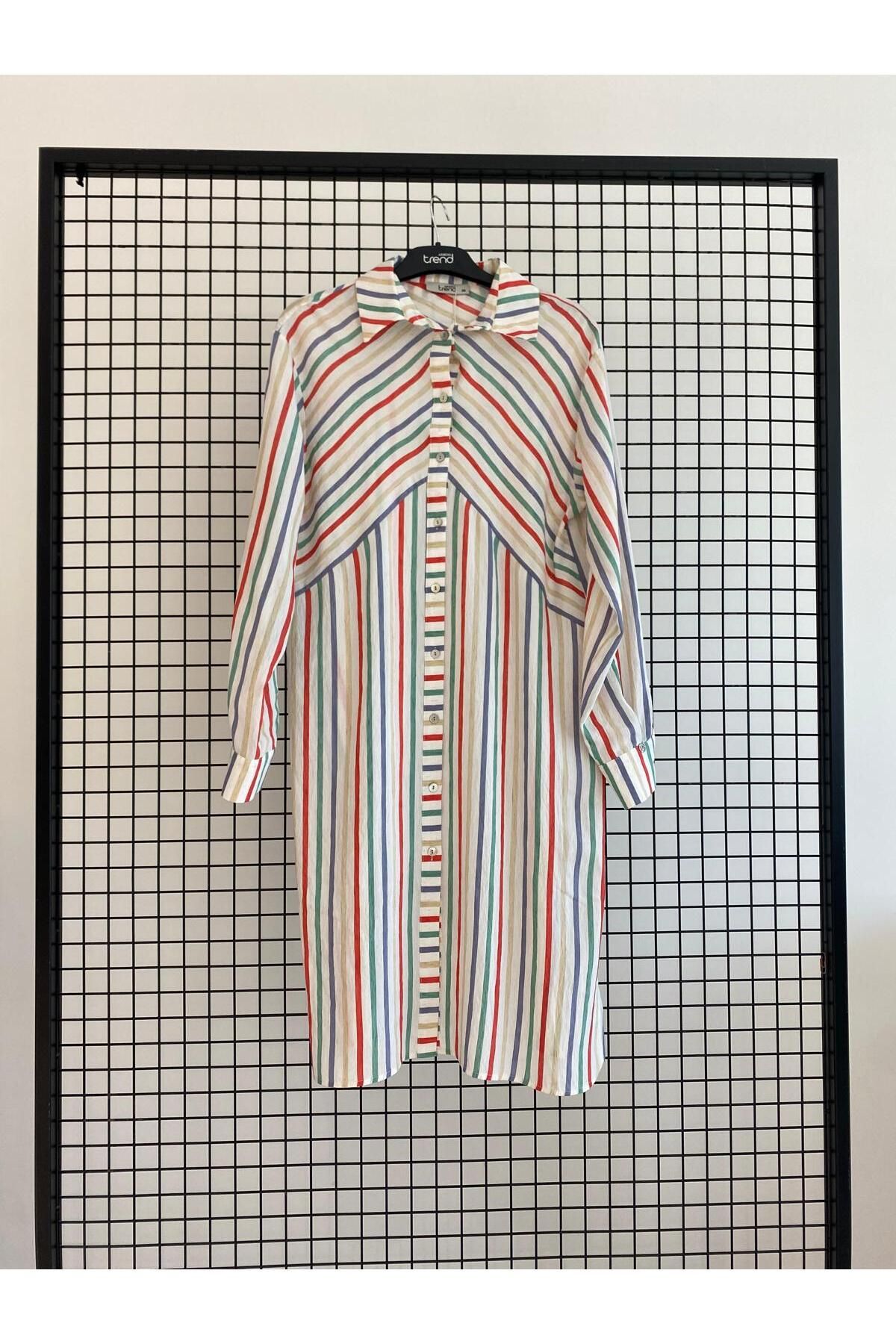Armine TREND Yeni Sezon Renkli Çizgili Düğmeli Tunik Modaayka 25YT4157