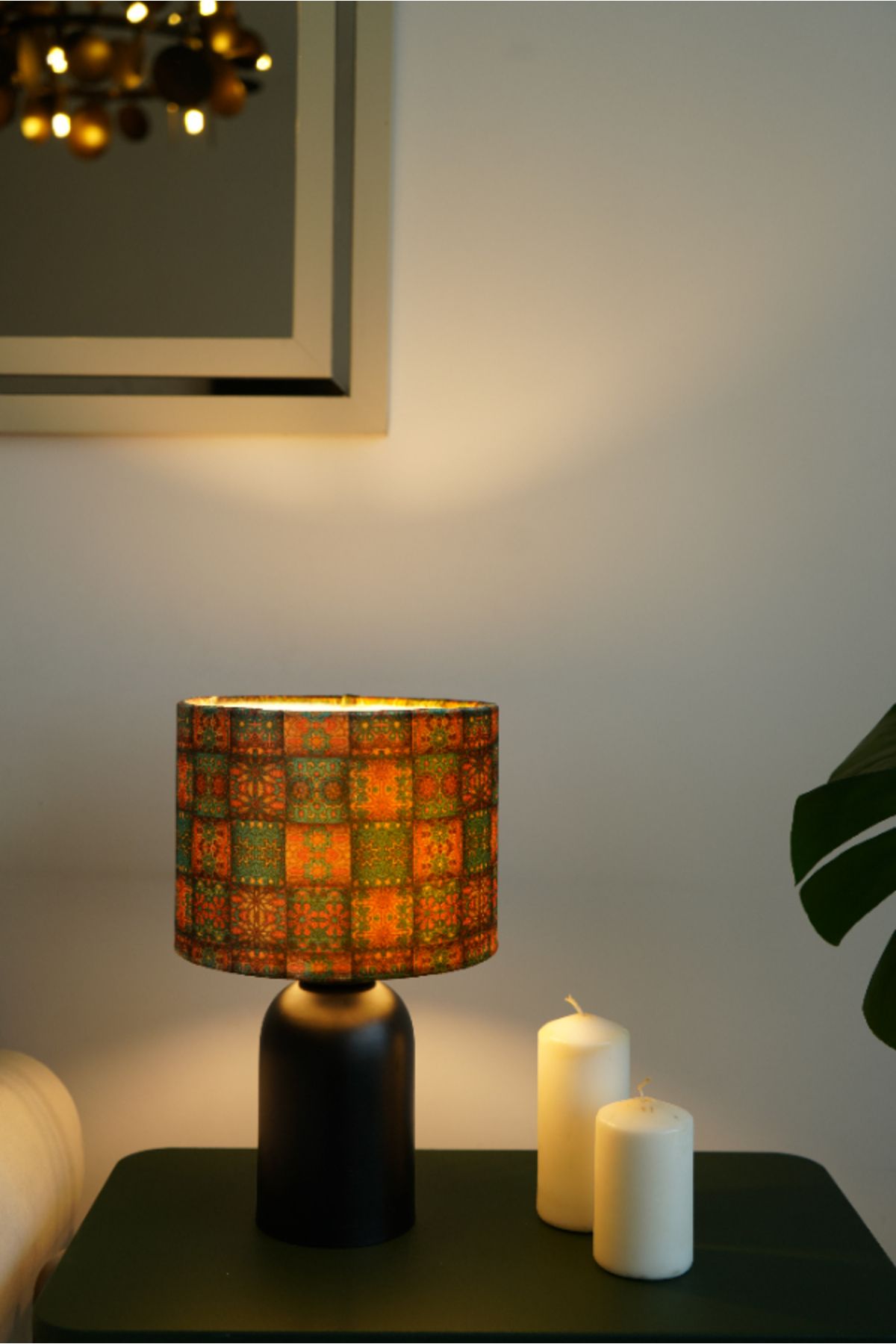 resinglight Siyah Ayaklı Özel Kadife Kumaş Şapkalı Şık Yatak Odası Salon Abajur Özel Modern