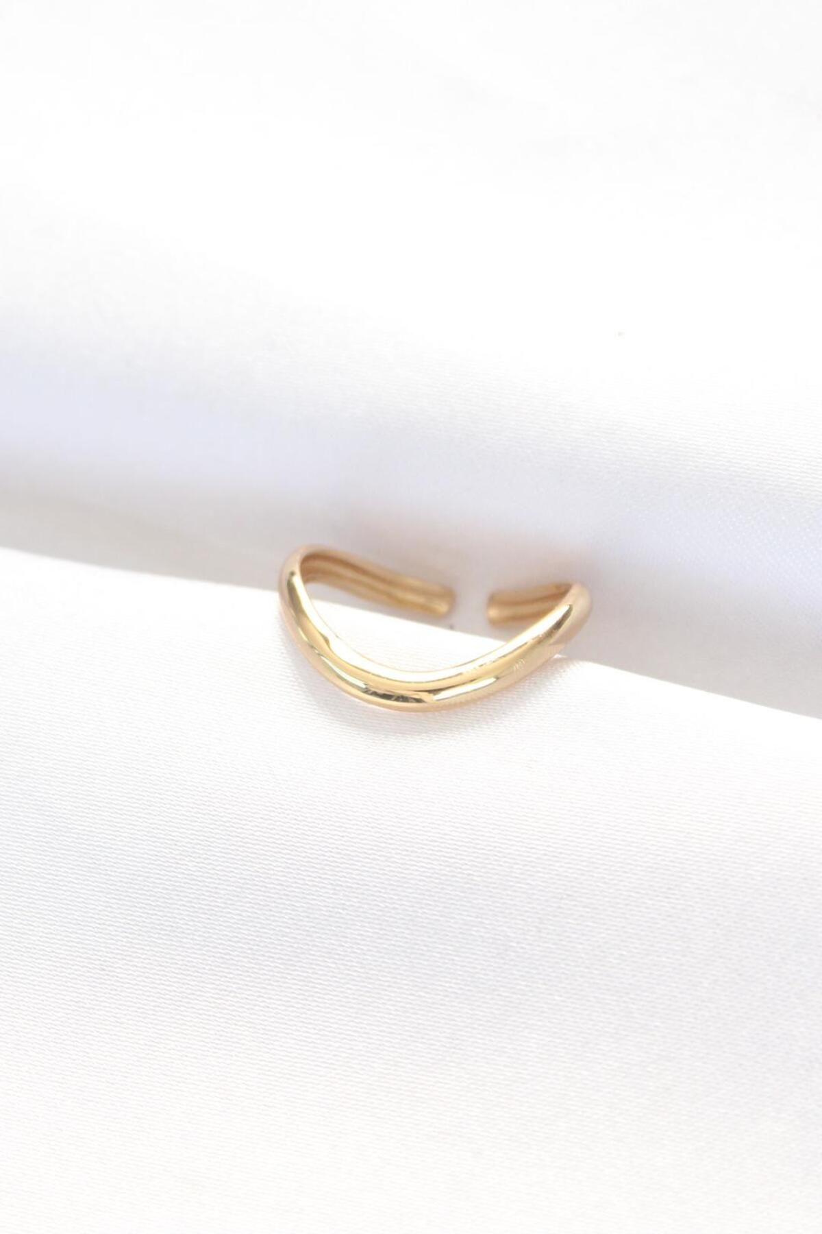 AfraBeauty 925 Ayar Paslanmaz Çelik Yassı Gold Renk Ayarlanabilir Yüzük