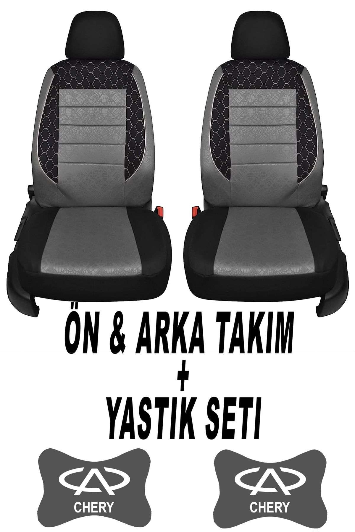 1araba1ev Oto Koltuk Kılıfı Chery Ön Arka Takım + 2 Adet Boyun Yastığı Seti