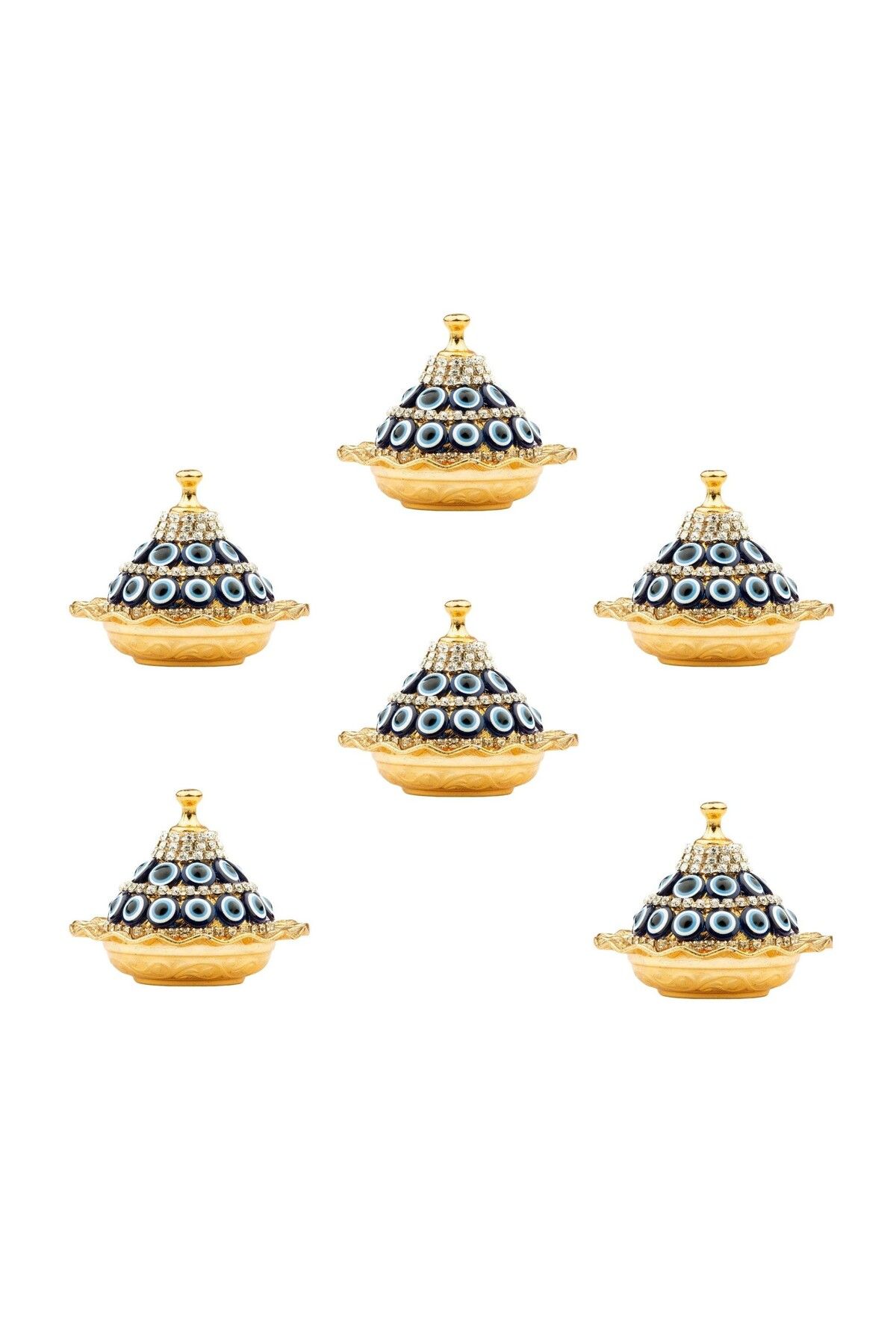 Saray Ottoman handicraft Nazar ve Sade Taşlı Mini 6'lı Lokumluk