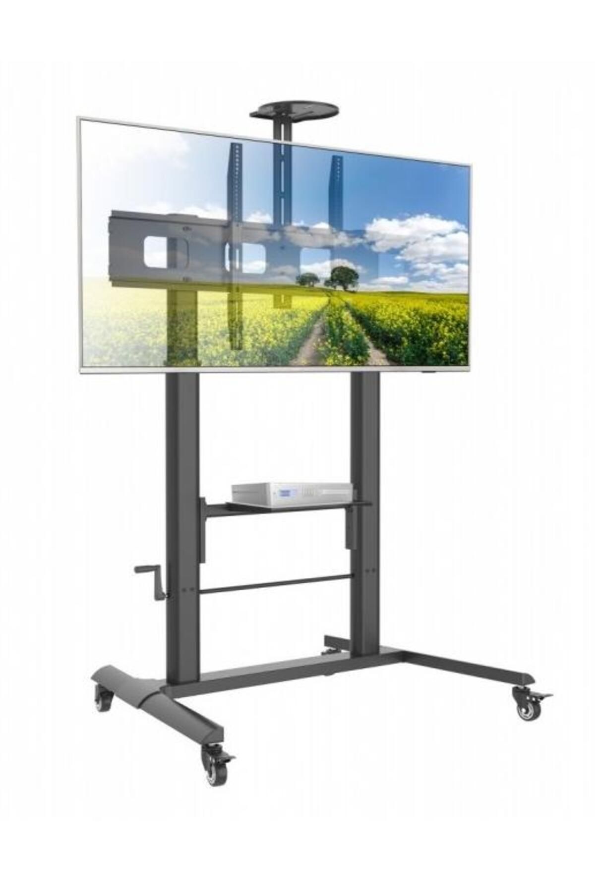 Techly-Techly ICA-TR230 mobile TV stand on wheels, shelf for multimedia devices, 52 - 110 inches, adjustable 4