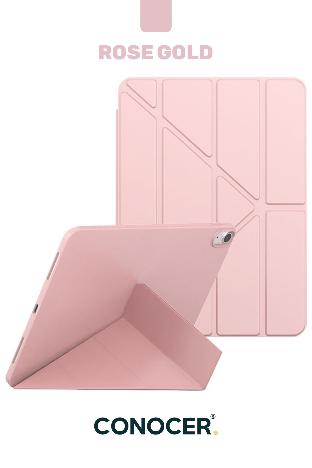 CONOCER iPad 11 A16 2025 10. Nesil 10.9 Tablet Kılıfı Yumuşak Kalem Bölmeli, Uyku Modlu, Tri Folding Stand