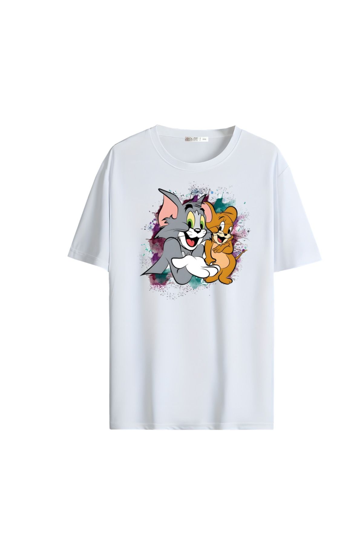 Gölge Store Çizgi Kahramanlar Göğüs Baskılı Oversize Unisex Tişört