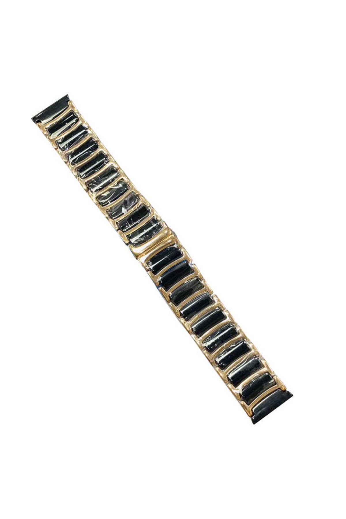 Mobicas Galaxy Watch 4 (40mm) Uyumlu 20mm Seramik Metal Kordon Siyah-Gold