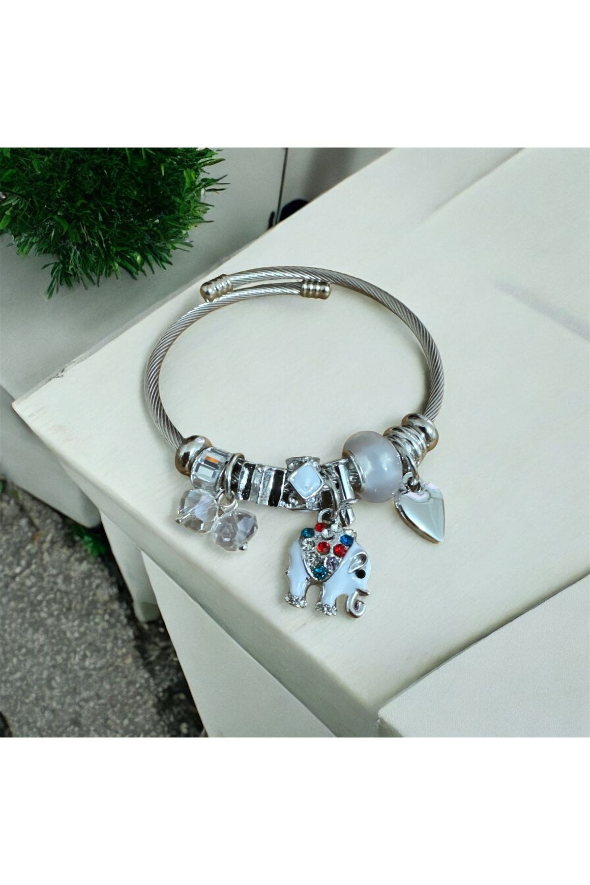 LUNESSA Çelik bileklik charm fil