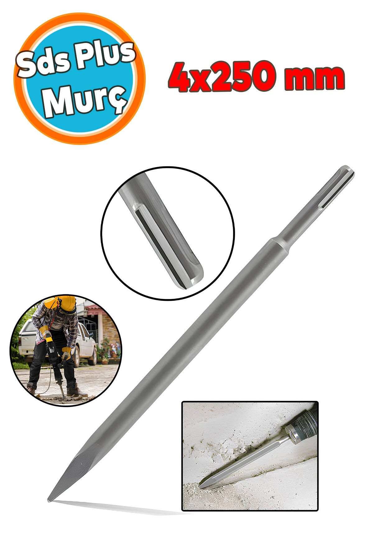 NZB Matkap Uyumlu Sds Plus Murç Uç Kırıcı Keski Beton Kaya Taş Maden Delici Hilti Ucu 14 cm 25 cm 250 mm