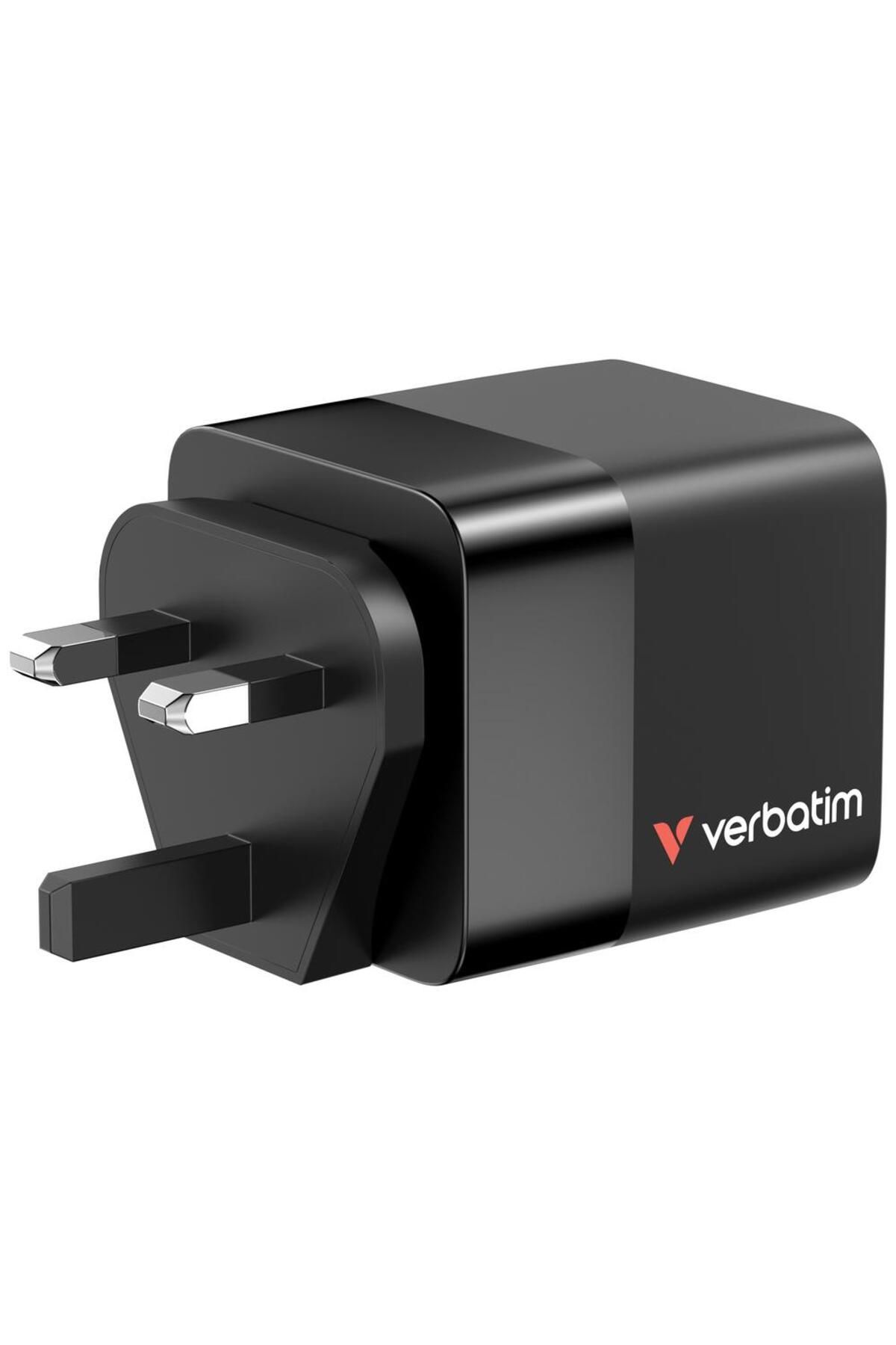 Verbatim-Verbatim GaN Power Adapter, 65W, 2 x USB-C PD 65W, 1 x USB-A QC 3.0, Retractable Cable 6