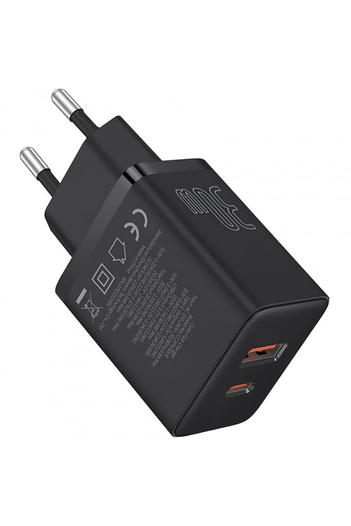 Baseus-Incarcator Retea Baseus Cube P10111404113-00, 30W, 2.4A, 1 x USB-A - 1 x USB-C (Negru) 6