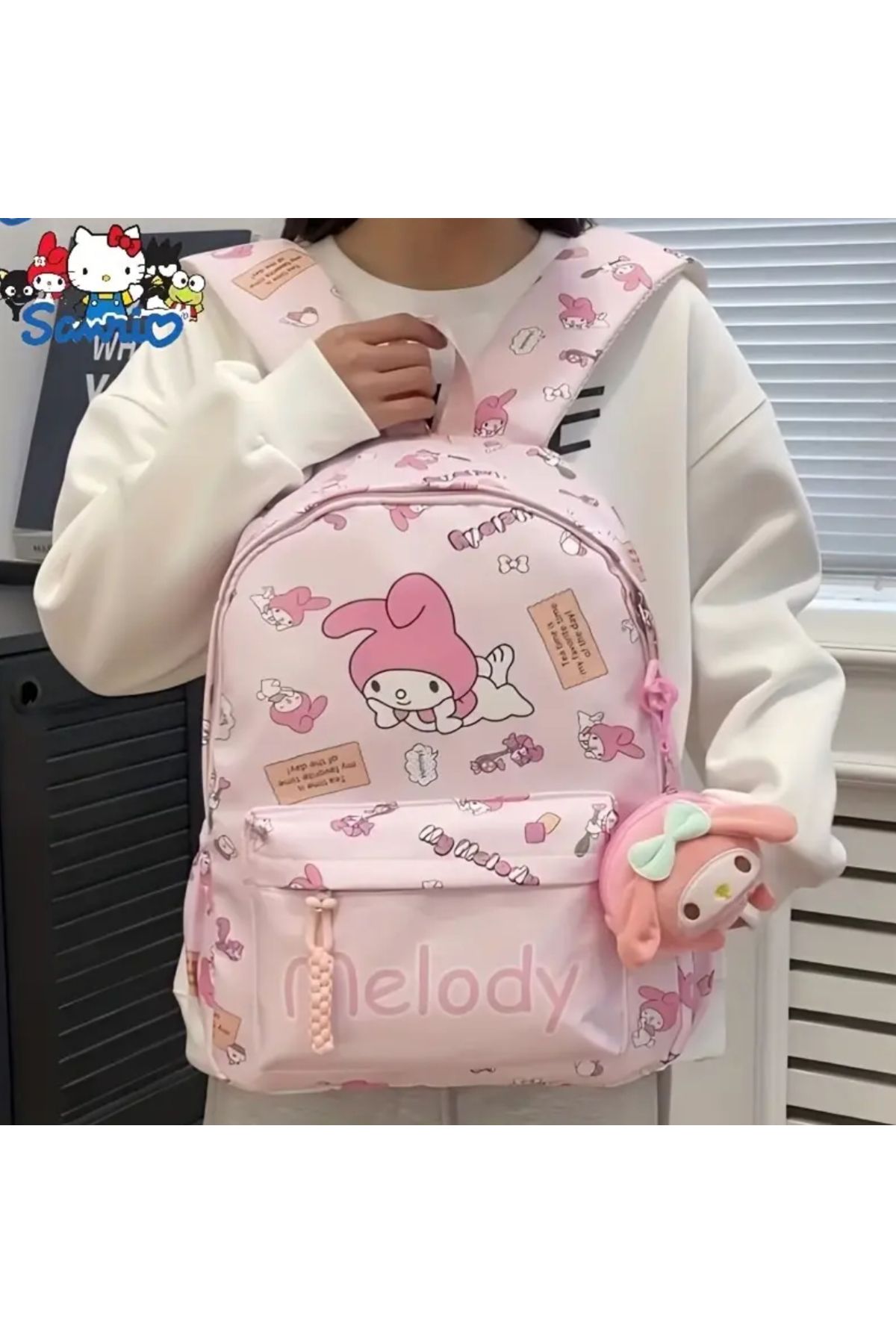 So Iconic Sanrio My Melody Karakterli Okul Çantası & Büyük Boy Pembe Renk Sırt Çantası