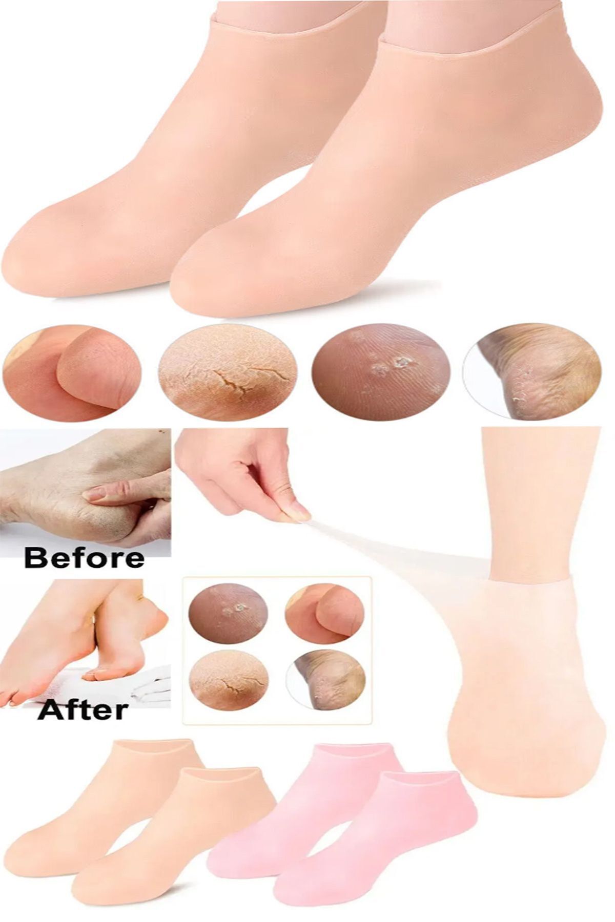 AboutThePerfect Yumuşak ve nemlendirici silikon ayak bakım çorabı, pürüzsüz ve sağlıklı ayaklar için