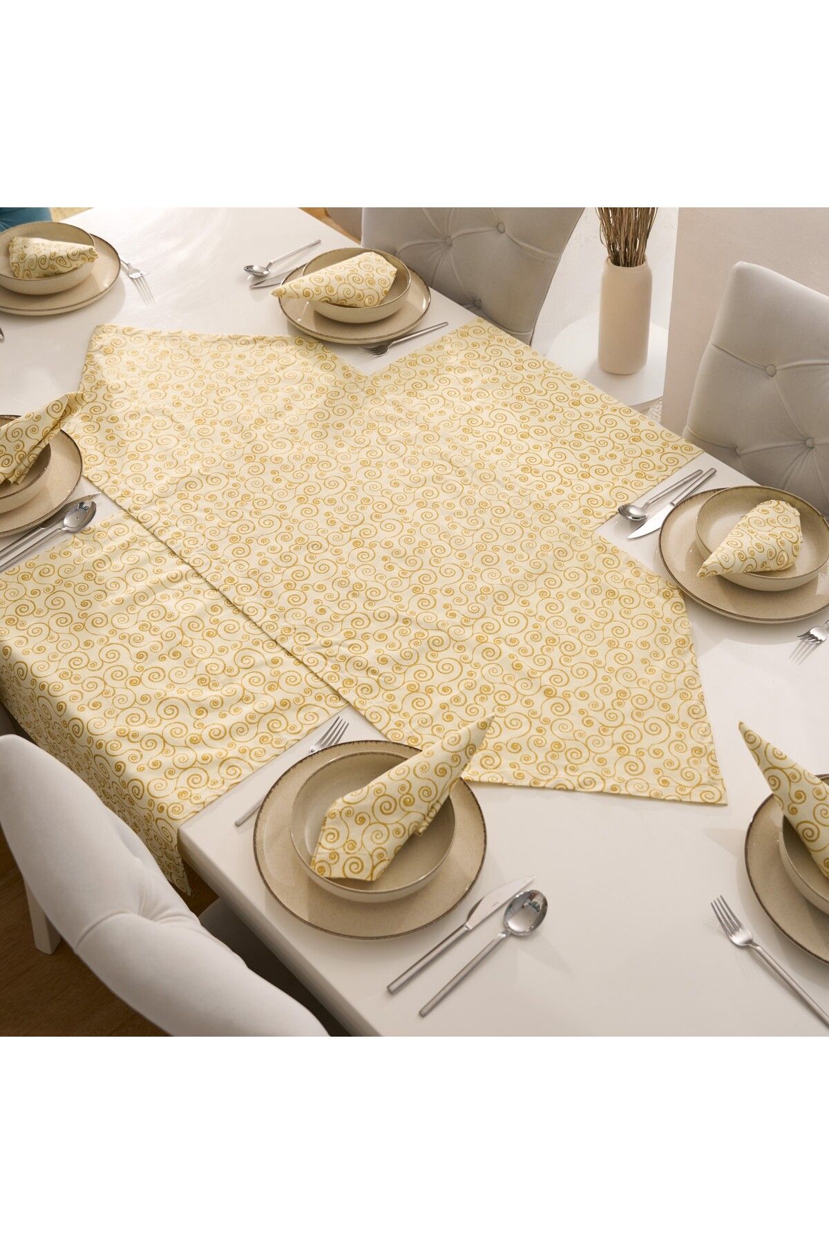 kesenegore 7 Parça Sofra Sunum Seti 6 Adet Amerikan Servisi Supla 35X45 cm + 1 Adet Üçgen Runner - 50x150
