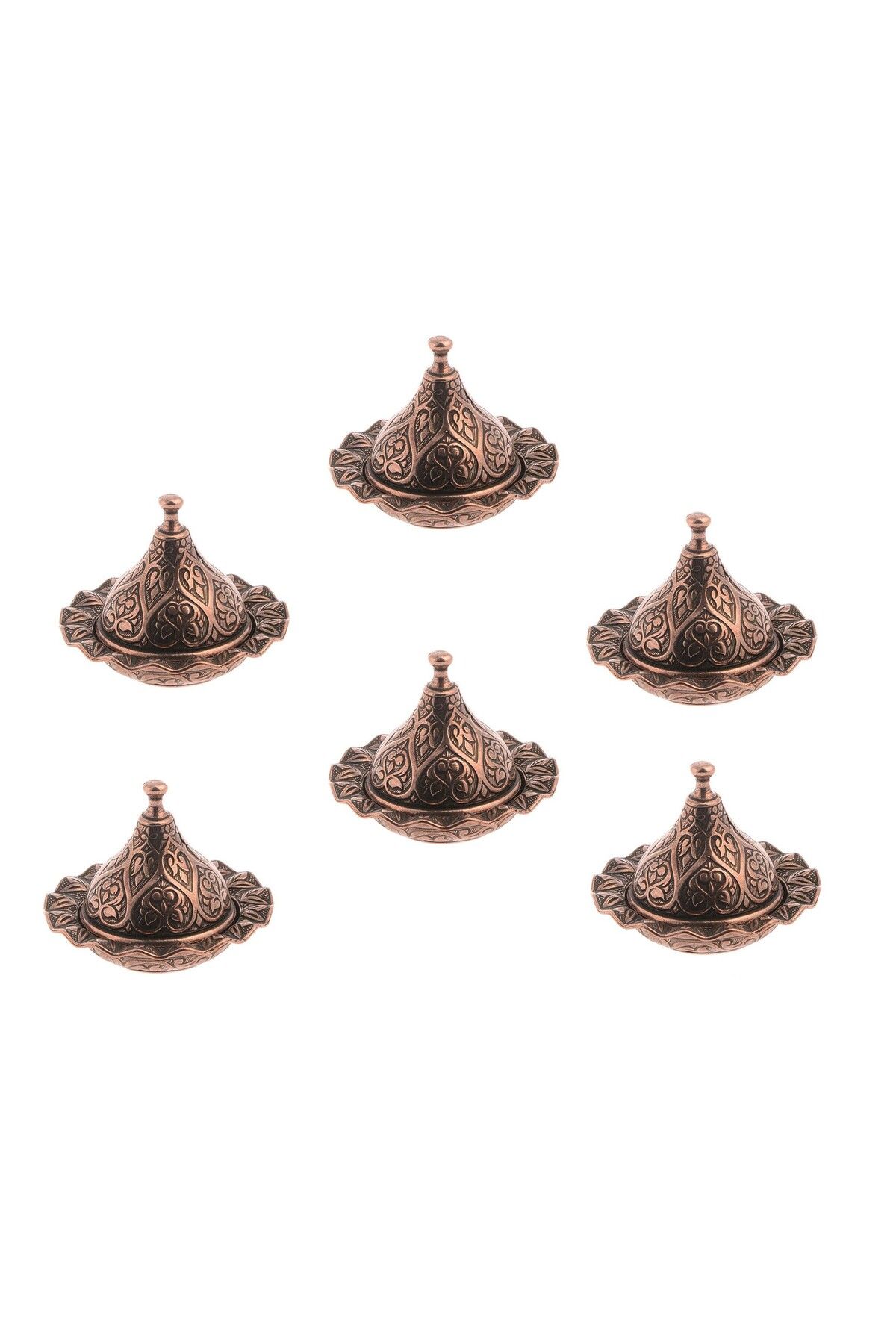 Saray Ottoman handicraft Kubbeli 6'lı Mini Lokumluk Antik Sarı Renk