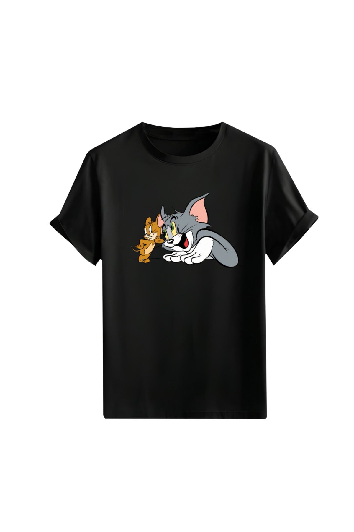 Gölge Store Çizgi Kahramanlar Göğüs Baskılı Oversize Unisex Tişört