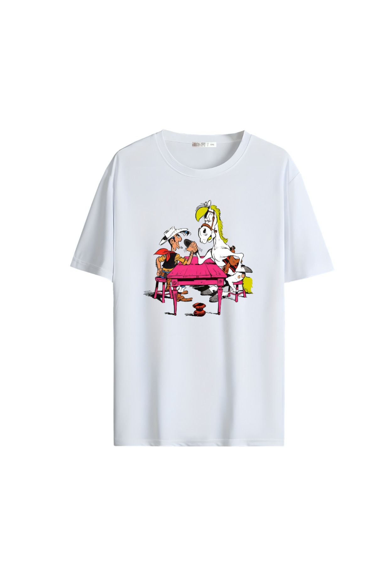 Gölge Store Çizgi Kahramanlar Göğüs Baskılı Oversize Unisex Tişört