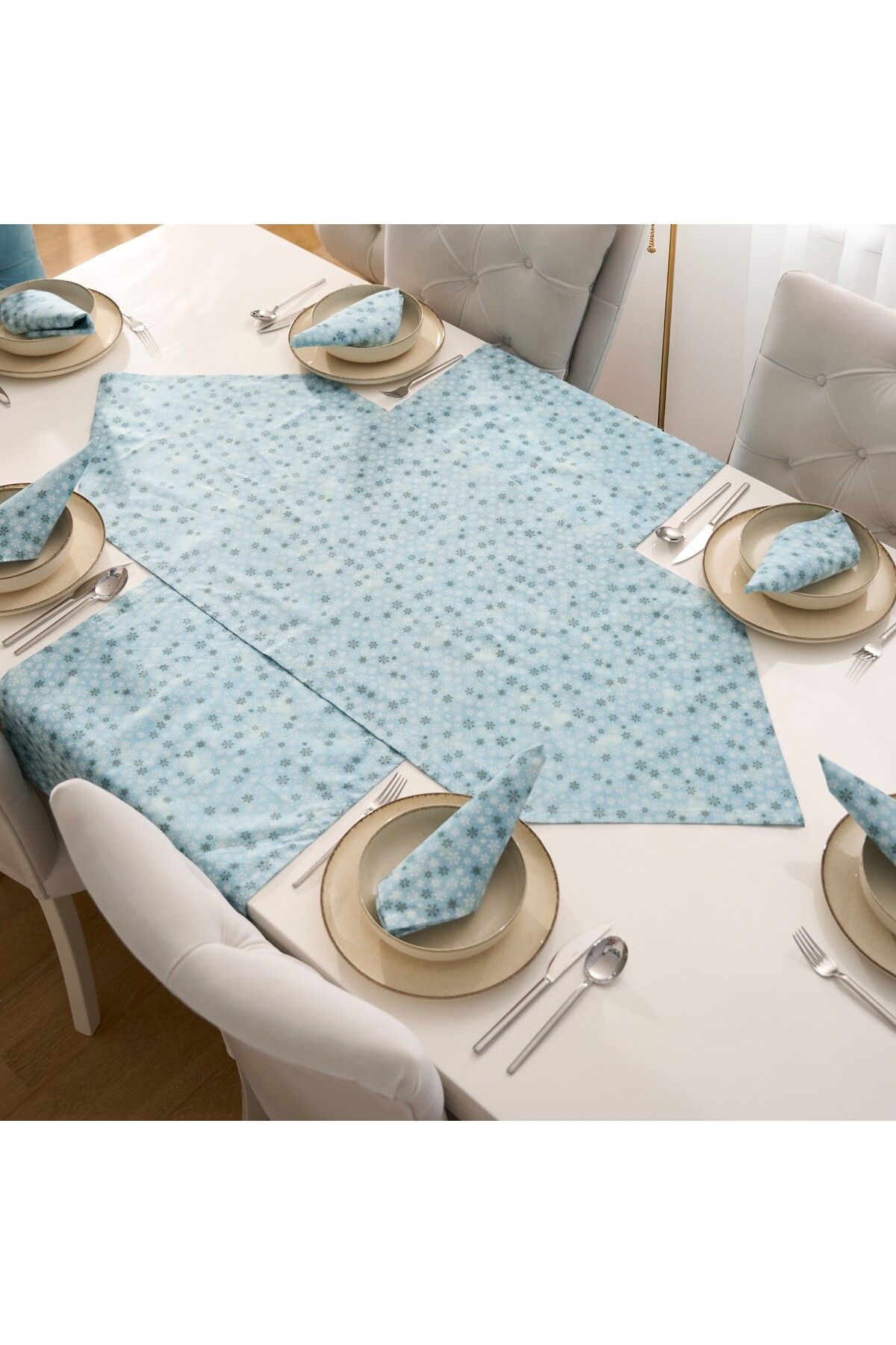 kesenegore 5 Parça Sofra Sunum Seti 4 Adet Amerikan Servisi Supla 35X45 cm + 1 Adet Üçgen Runner - 50x150