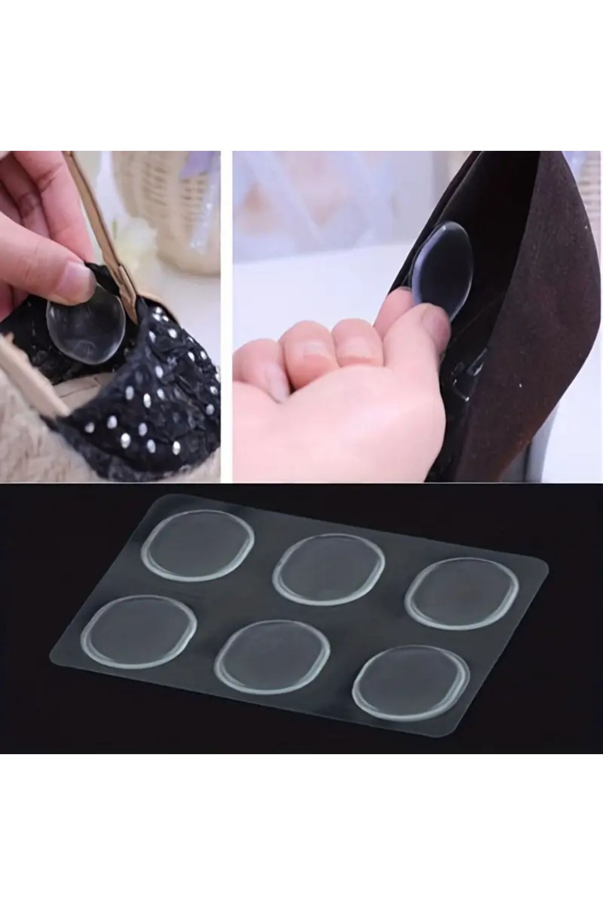 AboutThePerfect 6'lı Silikon Tabanlık Kaydırmaz Ped, Ayakkabı Koruyucu, Vurma Önleyici