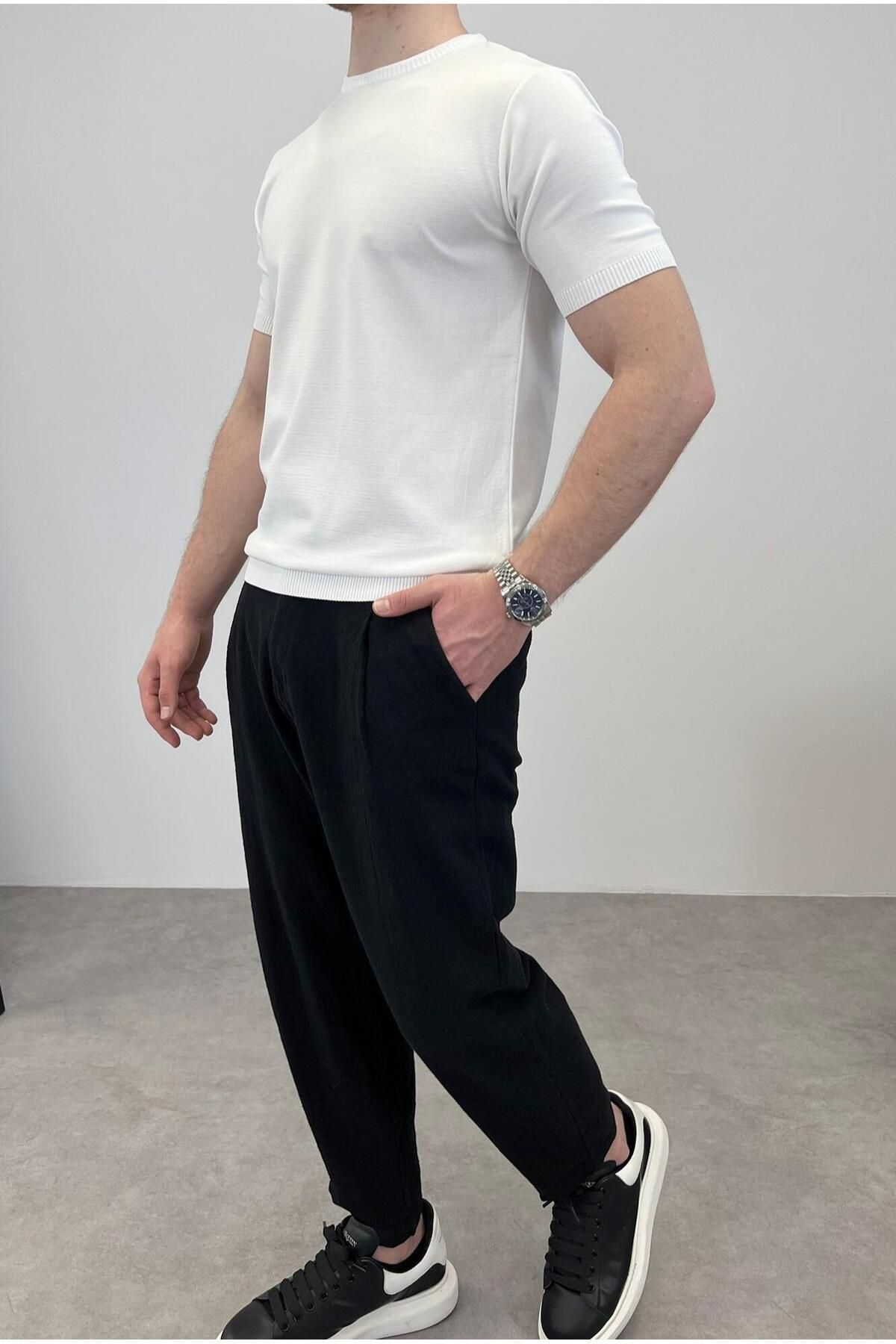 RIESGO ÖRME BİSİKLET YAKA T-SHIRT BEYAZ