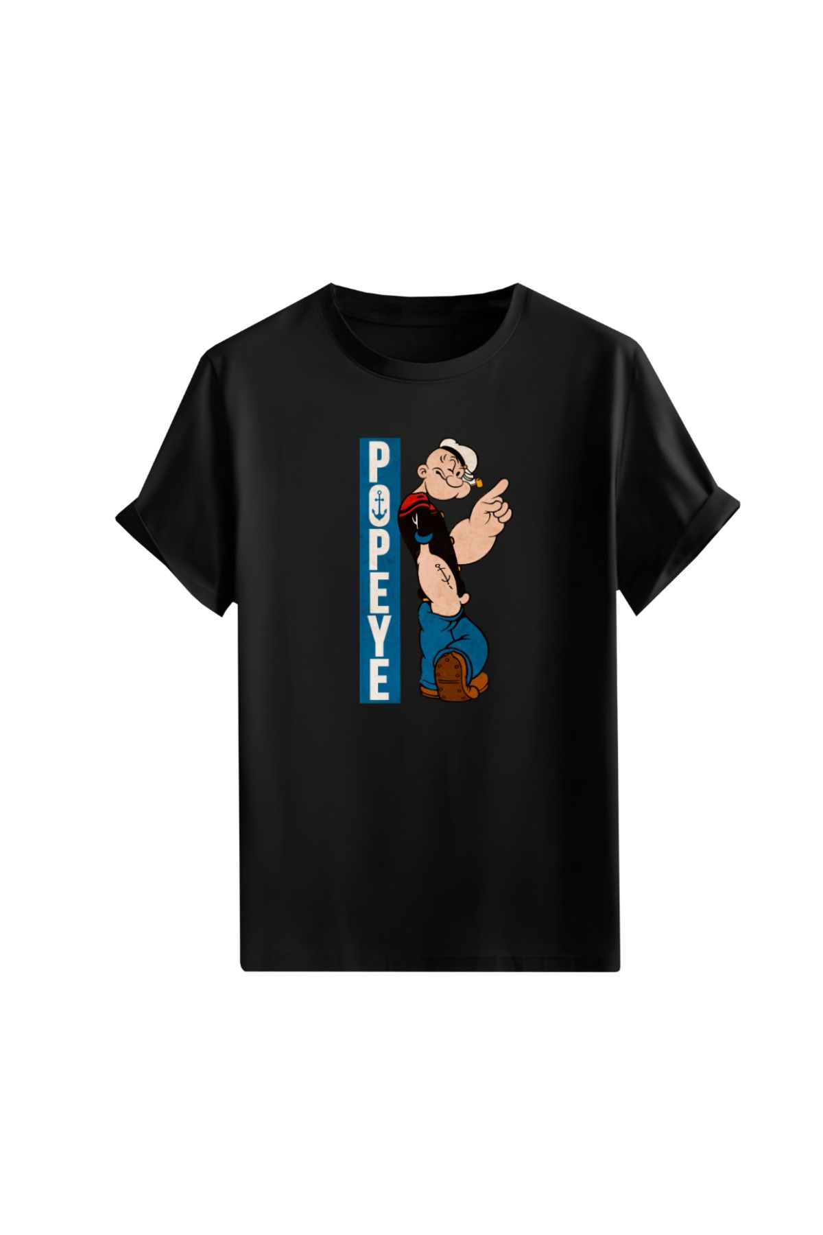 Gölge Store Çizgi Kahramanlar Göğüs Baskılı Oversize Unisex Tişört