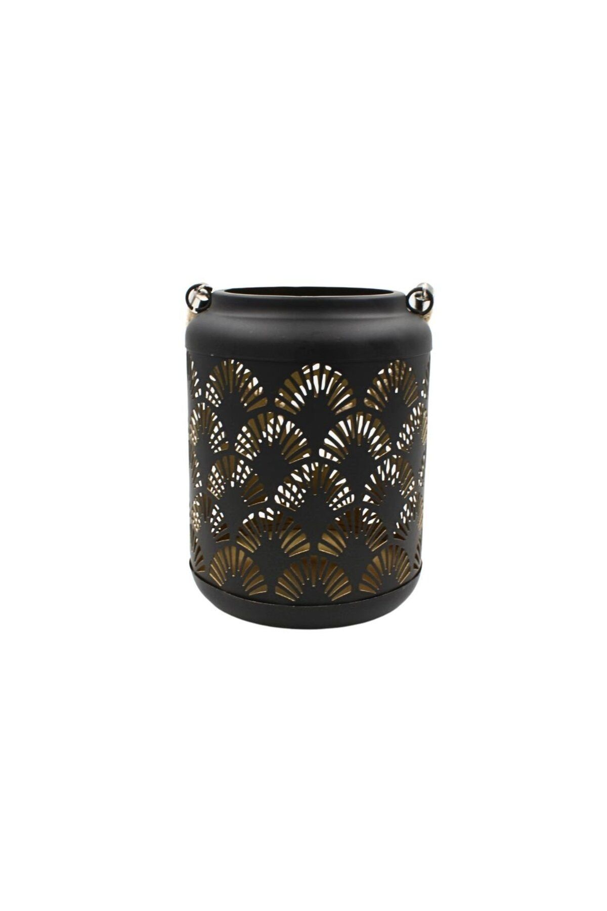 Arti Casa-Decorative lantern, made of metal, with perforated fan pattern and rope handle, 17 cm, Arti Casa 4