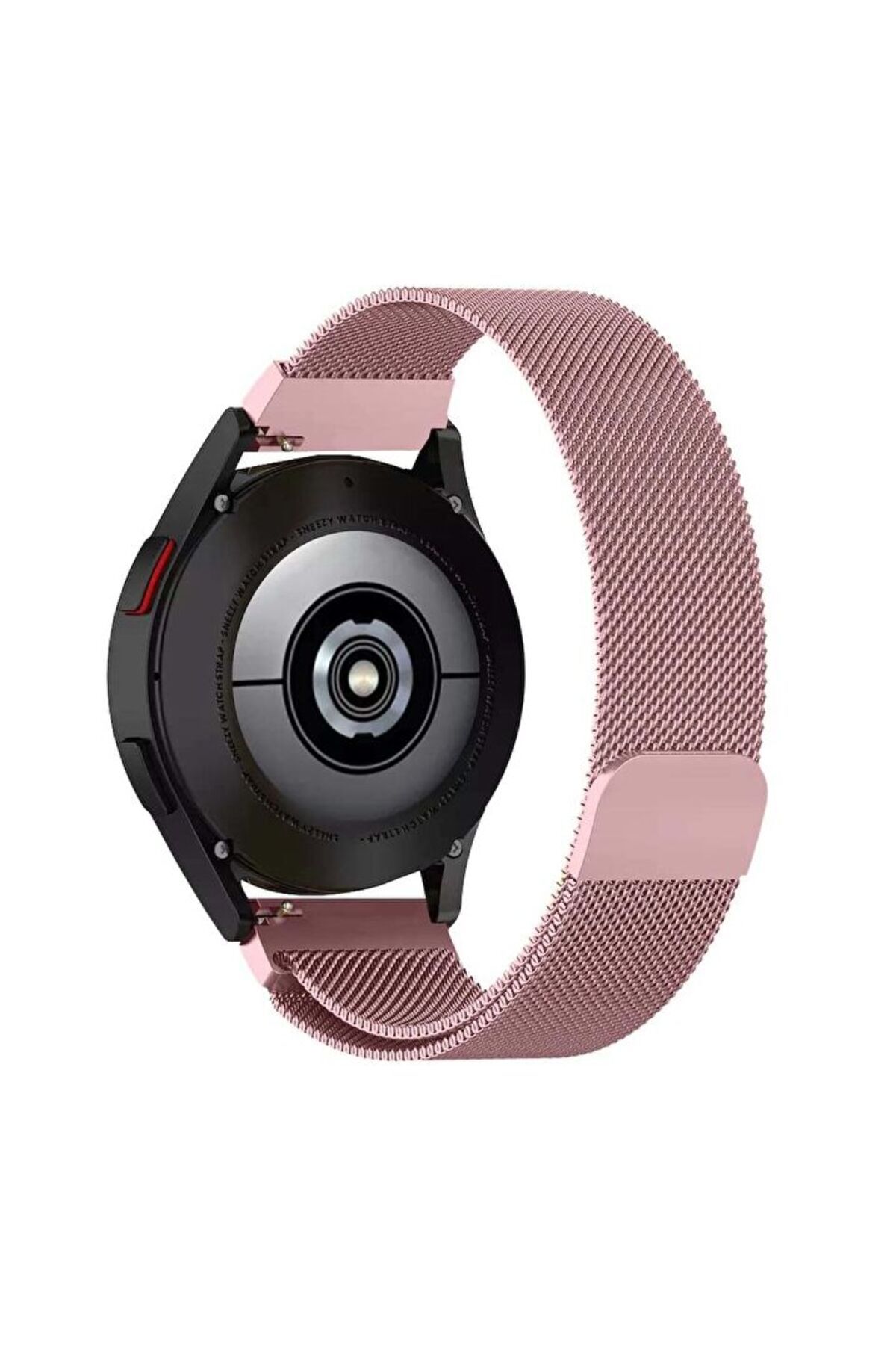 Mobicas Galaxy Gear S3 (42mm) Uyumlu 20mm Mıknatıslı Hasır Metal Kordon-12 Pembe