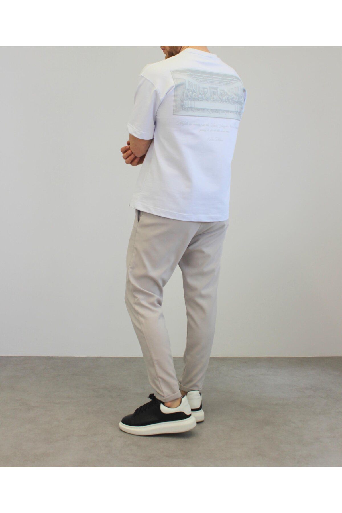 RIESGO OVERSIZE DA VINCI 3D BASKILI T-SHIRT BEYAZ