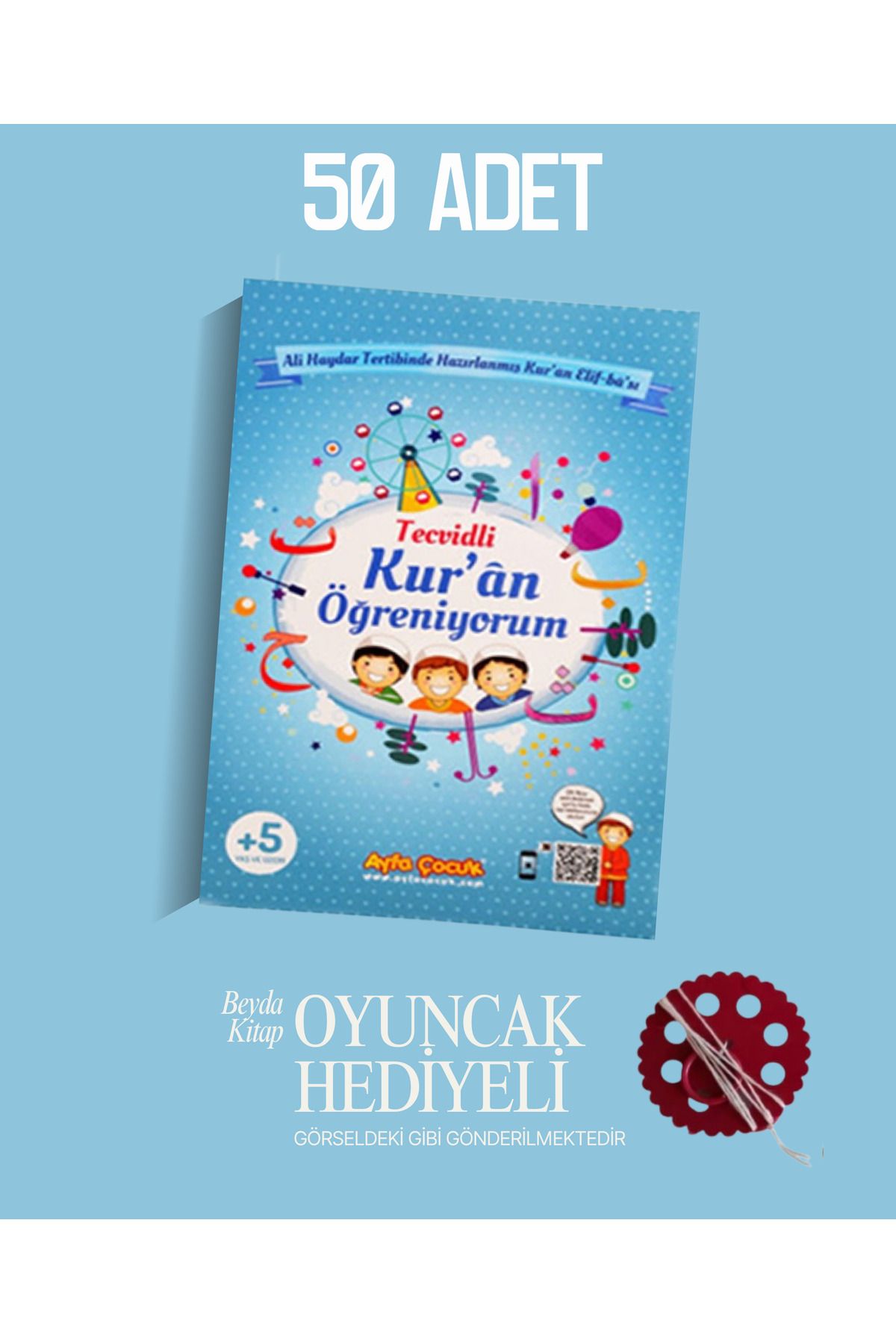 Timaş Çocuk Tecvidli Kuran Öğreniyorum (Mavi) - 50 Adet - Oyuncak Hediyeli