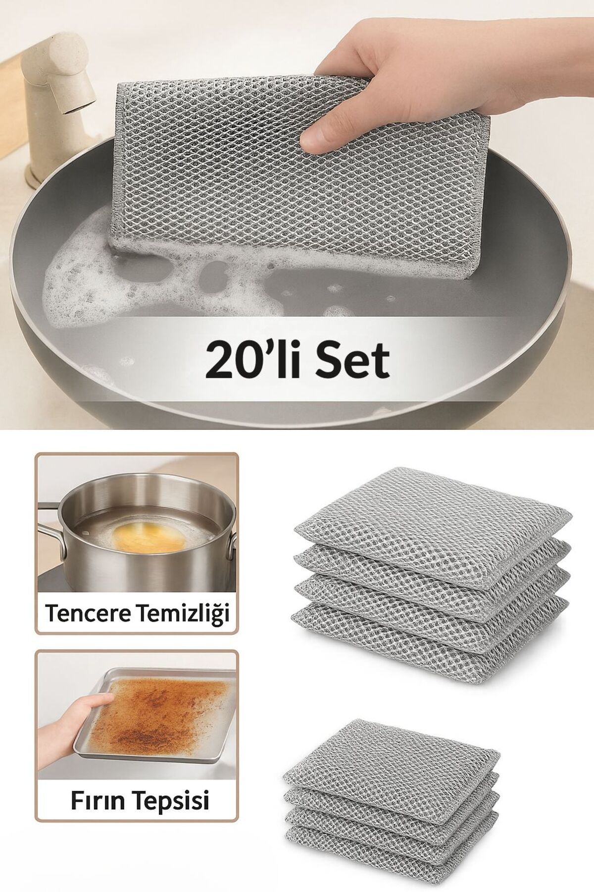 Kelepir Fırsatlar 20’li Paket - Tel Bez (Çizmez Temizlik Bezi)