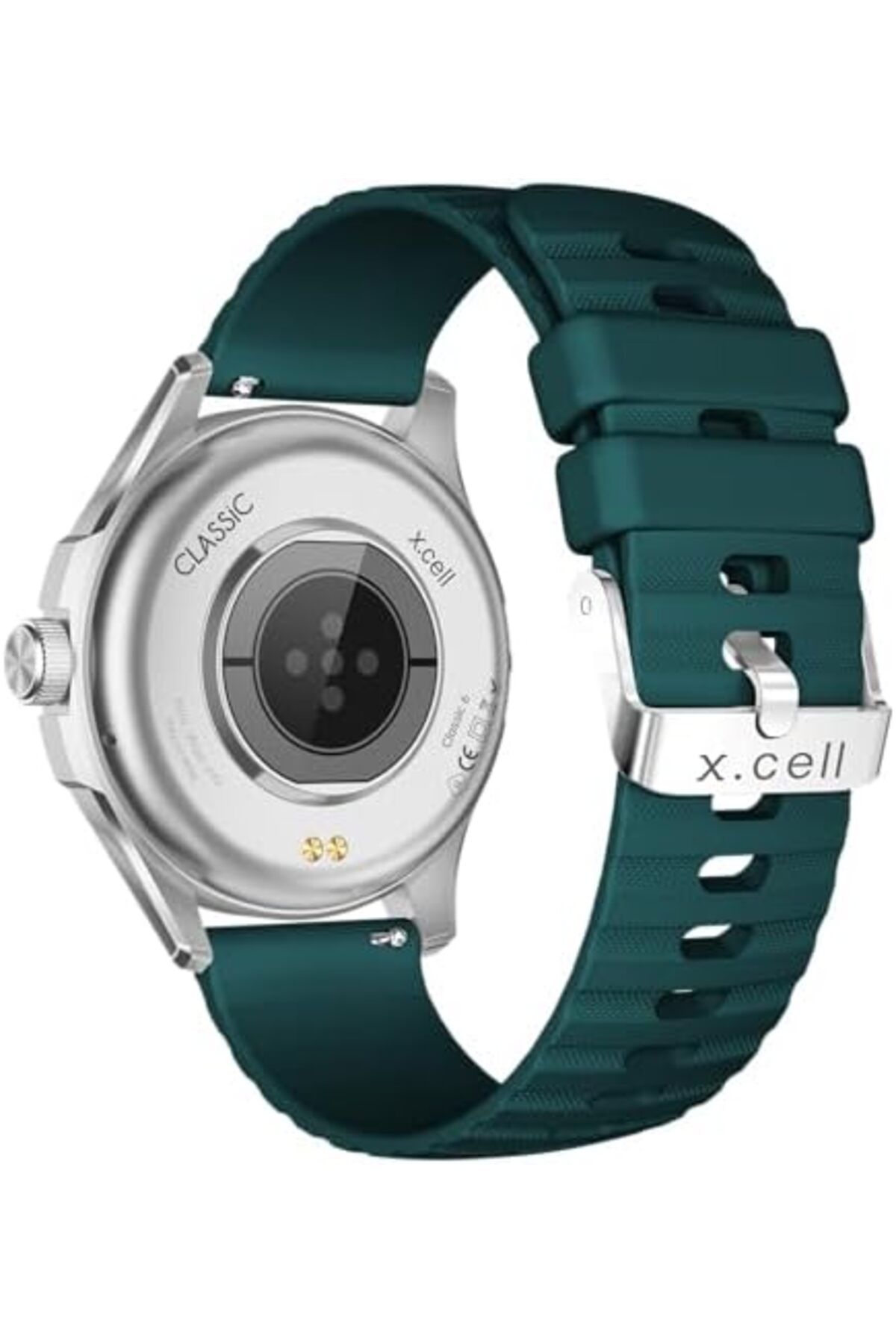 X.Cell-Classic6 Smartwatch, 1.43" AMOLED, BT Calling, SpO₂, IP68, 2 Straps – Silver/Green, iOS/Android 4