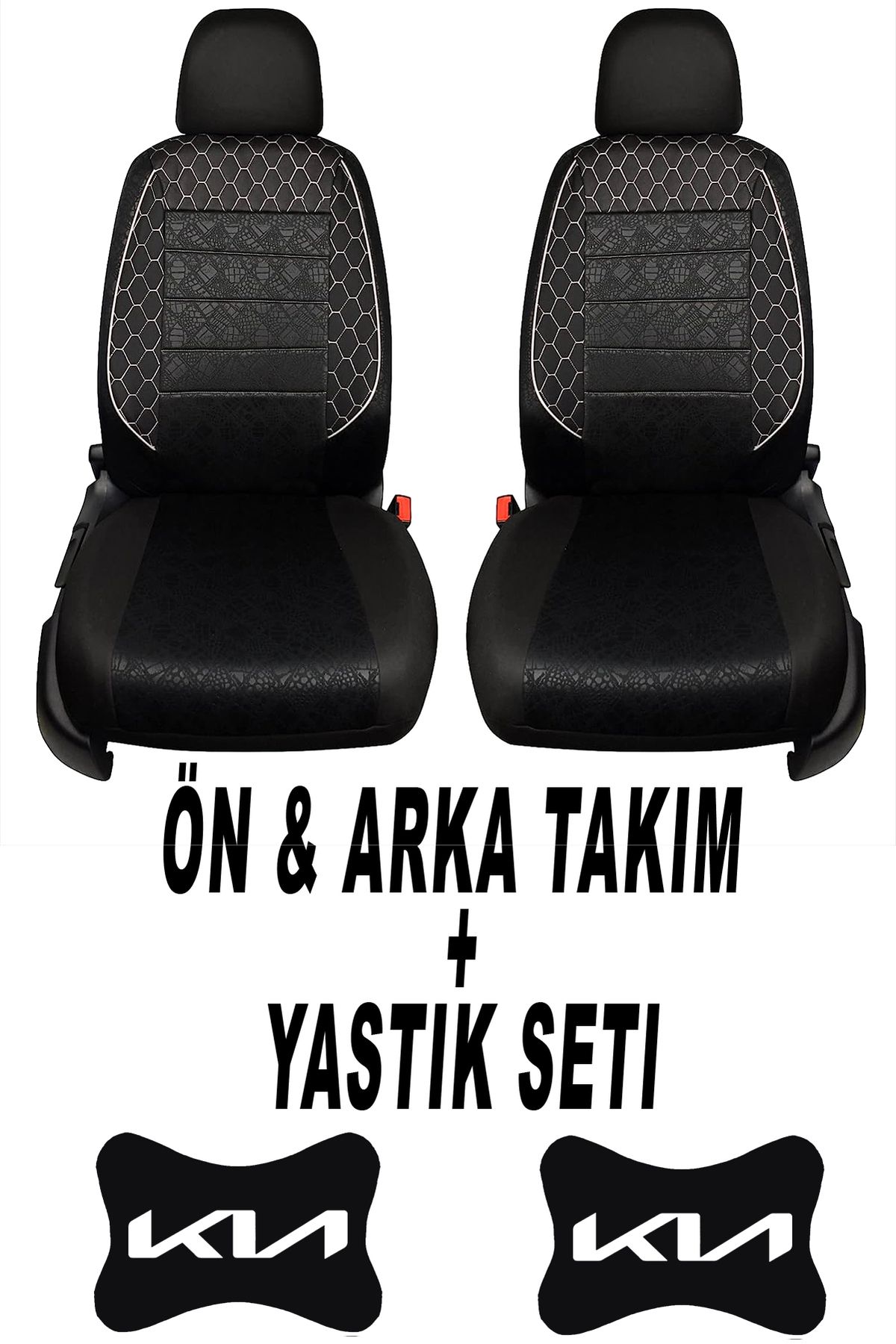 1araba1ev Oto Koltuk Kılıfı Kia Ön Arka Takım + 2 Adet Boyun Yastığı Seti