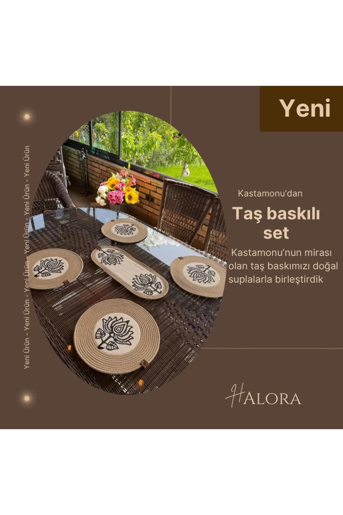 Halora Kastamonu Taş Baskılı El Yapımı Doğal Kahvaltı Supla Seti (4 Kişilik)