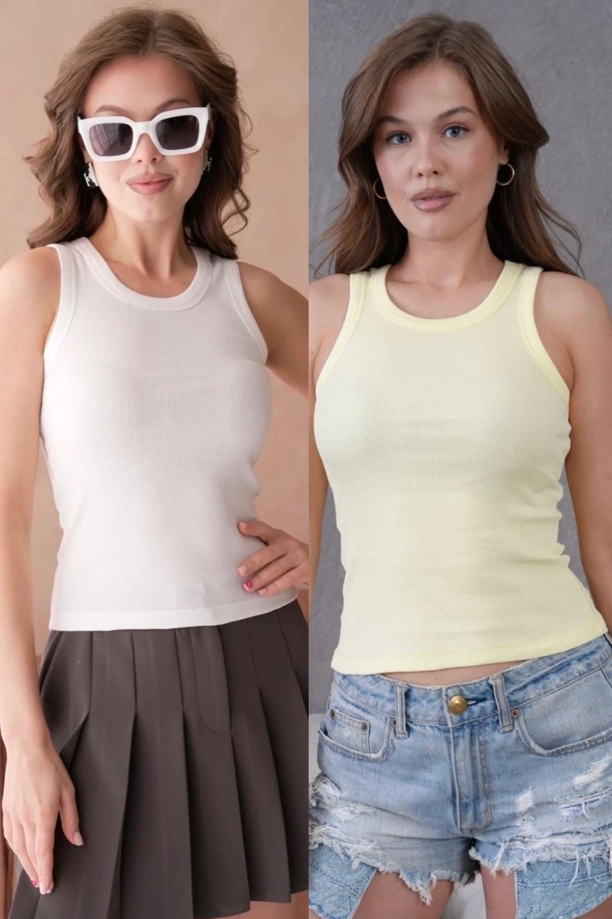 Noi Belis İkili Paket Basic Crop Boy Karyoka Detaylı İnce Yazlık Bluz SS25BZ0041