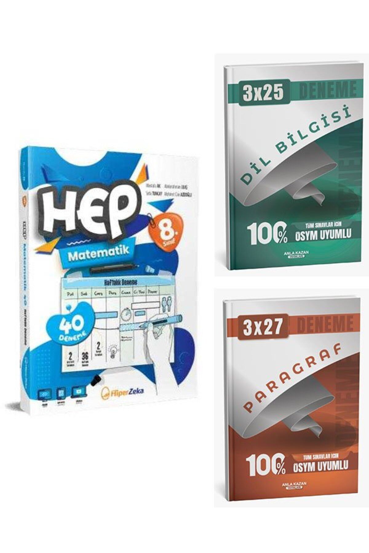 Anla Kazan Yayınları HiperZeka 2026 8. Sınıf Haftalık HEP Matematik 40 Deneme+AnlaKAzan Paragraf+Dilbilgisi