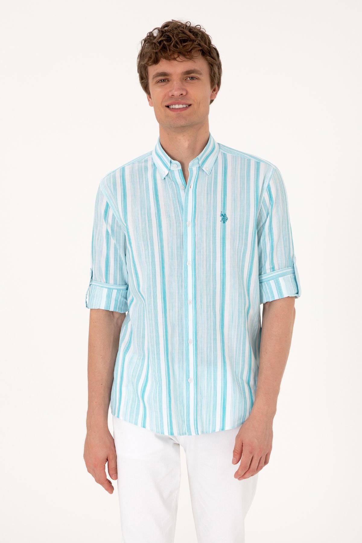 U.S. Polo Assn. Erkek Aqua Uzun Kollu Gömlek 50306331-VR007