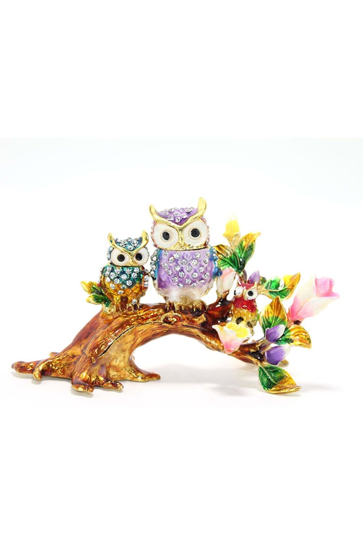 Store Sıvaroskı Dal Üstünde 3'Lü Baykuş 9*15 Cm